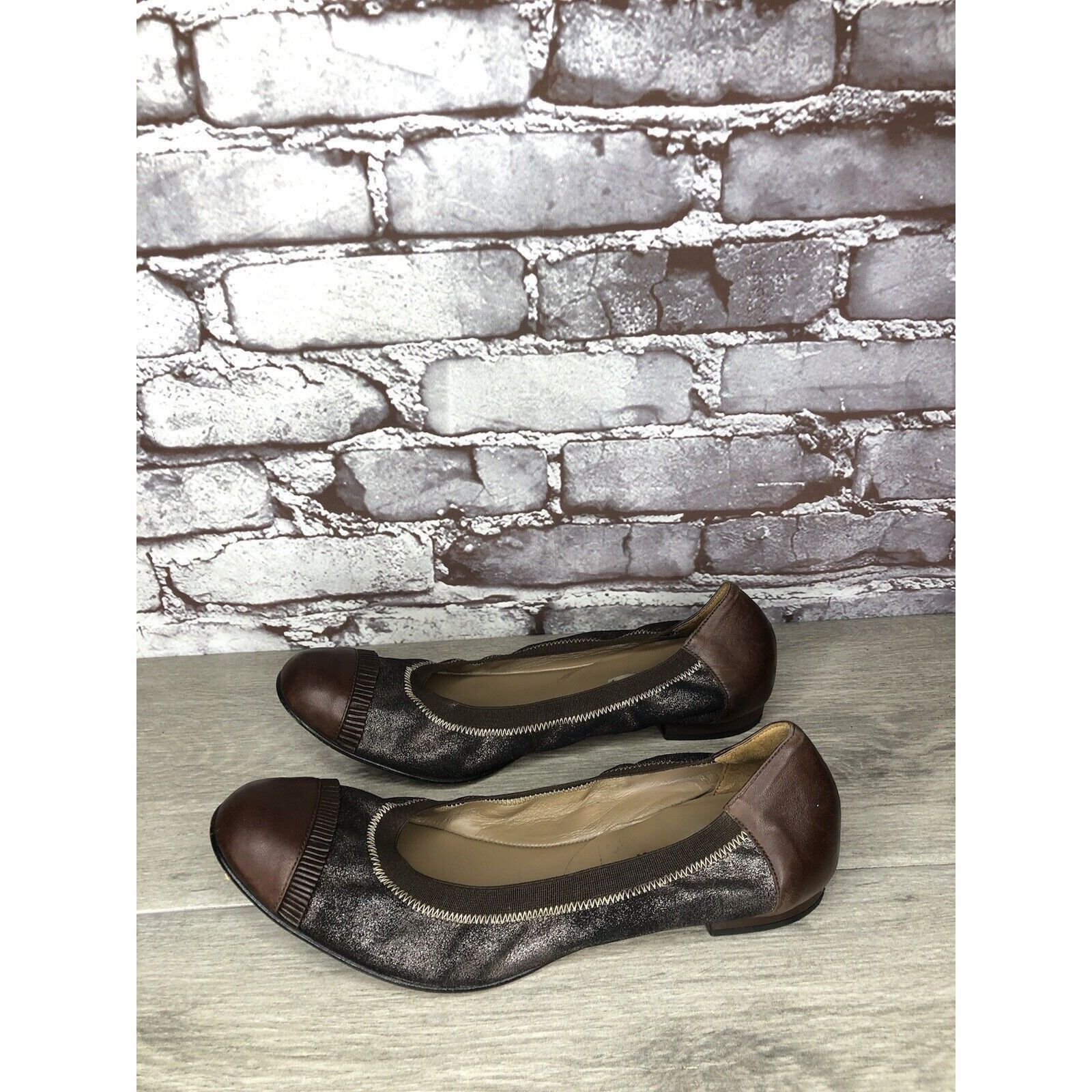 Other Anyi Lu Cate Brown Metallic Flecked Suede Leather Cap Toe Ba Size US 10 / IT 40 - 12 Thumbnail