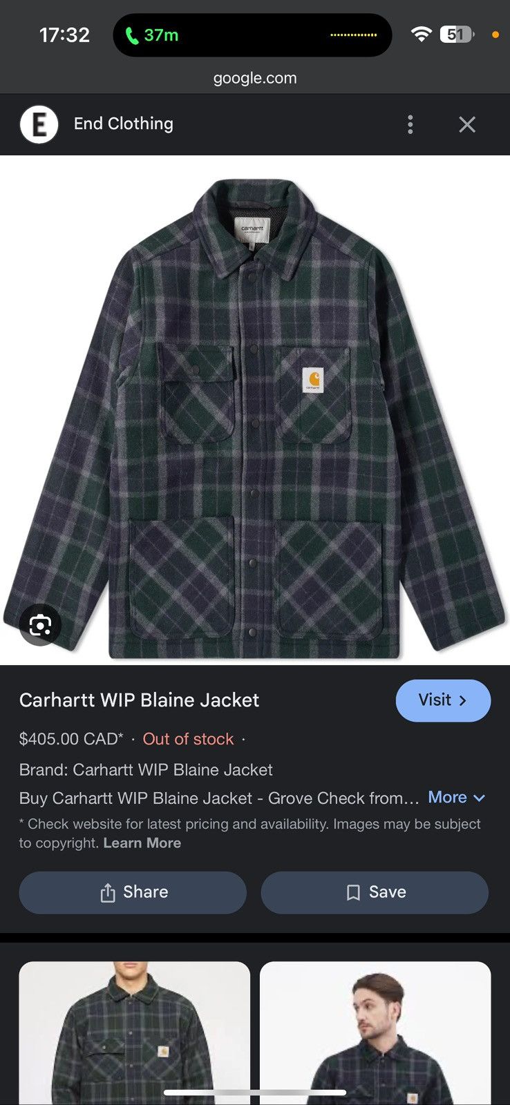 Carhartt Wip Cahartt WIP Blaine jacket - green plaid Size US L / EU 52-54 / 3 - 1 Thumbnail