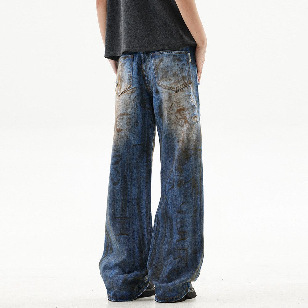 Japanese Brand × Jean Men's punk ink-splashed washed distressed ripped jeans Size US 32 / EU 48 - 3 Thumbnail