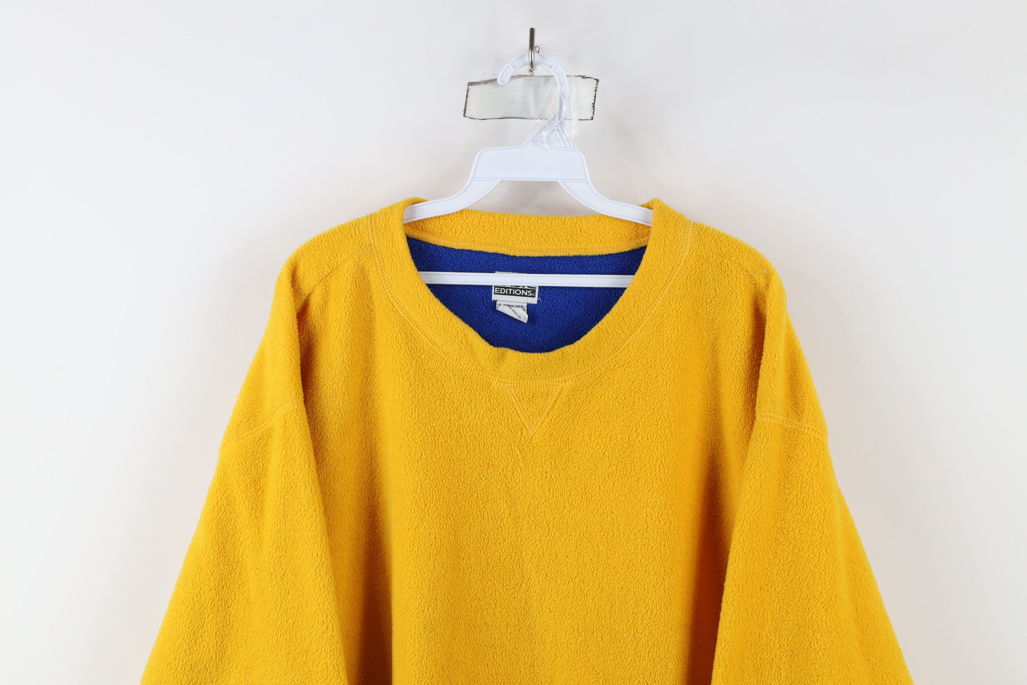 Vintage Vintage 90s Streetwear Blank Fleece Crewneck Sweater Yellow Size US XL / EU 56 / 4 - 2 Thumbnail