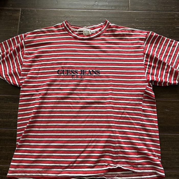 Guess jeans red outlet striped shirt