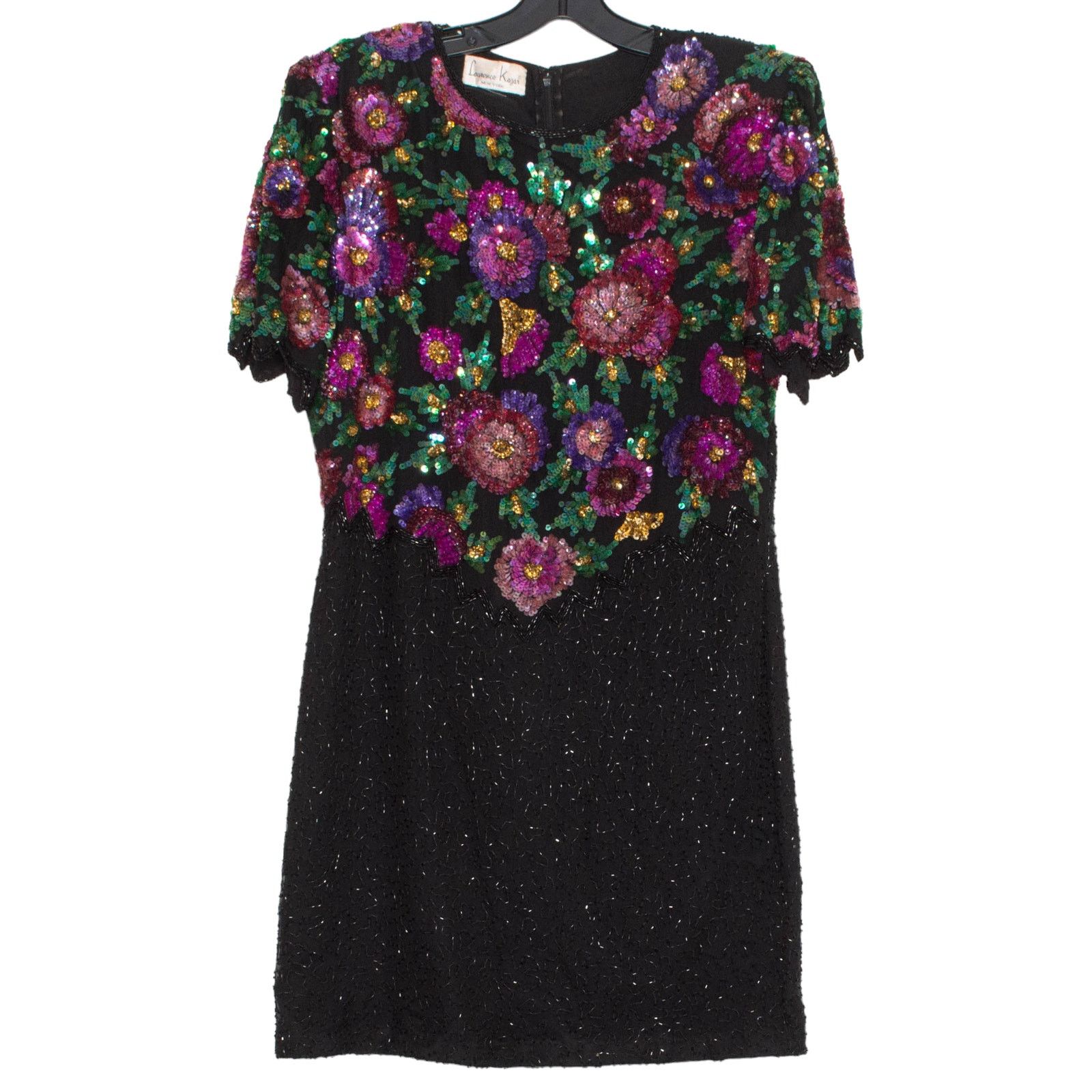 Other Vintage Laurence Kazar Dress Sequin Beaded Floral Medium Size M / US 6-8 / IT 42-44 - 12 Thumbnail