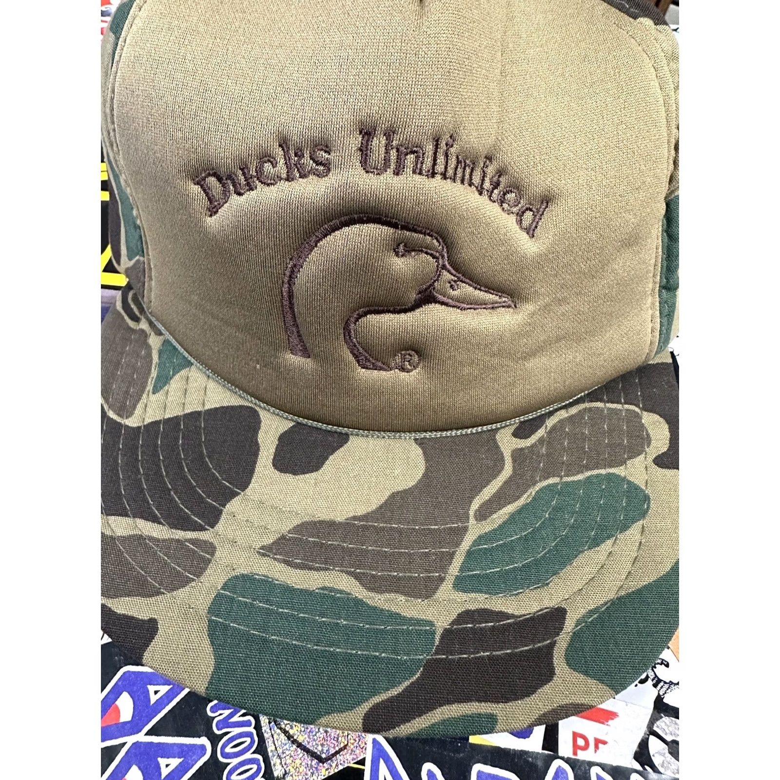 Vintage VINTAGE Ducks Unlimited Trucker Hat Adjustable Camo FLAW Broken Snap Needs Repair Mens Size ONE SIZE - 4 Thumbnail