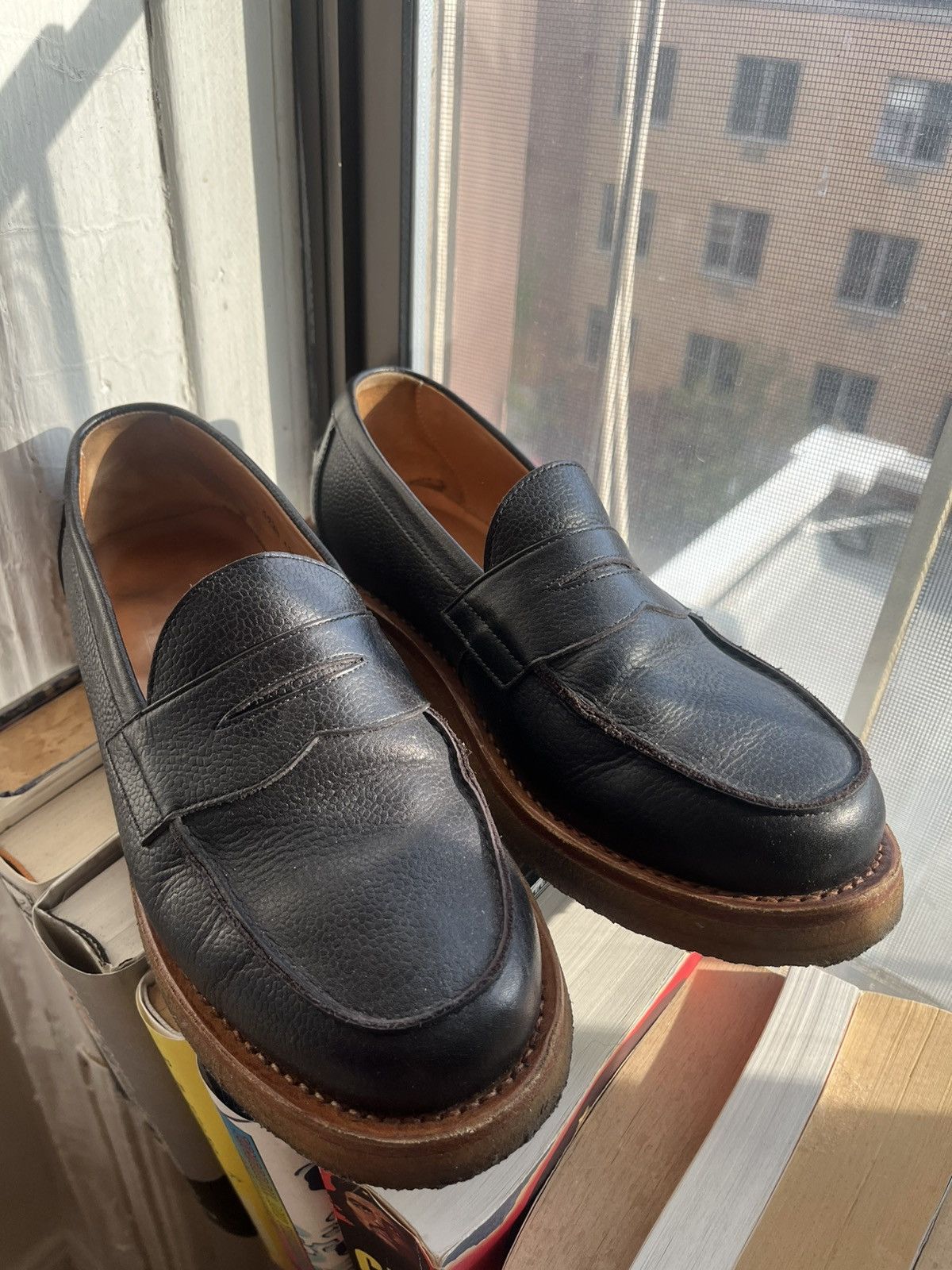 Blackstock & Weber Ellis crepe sole loafer (black grain)