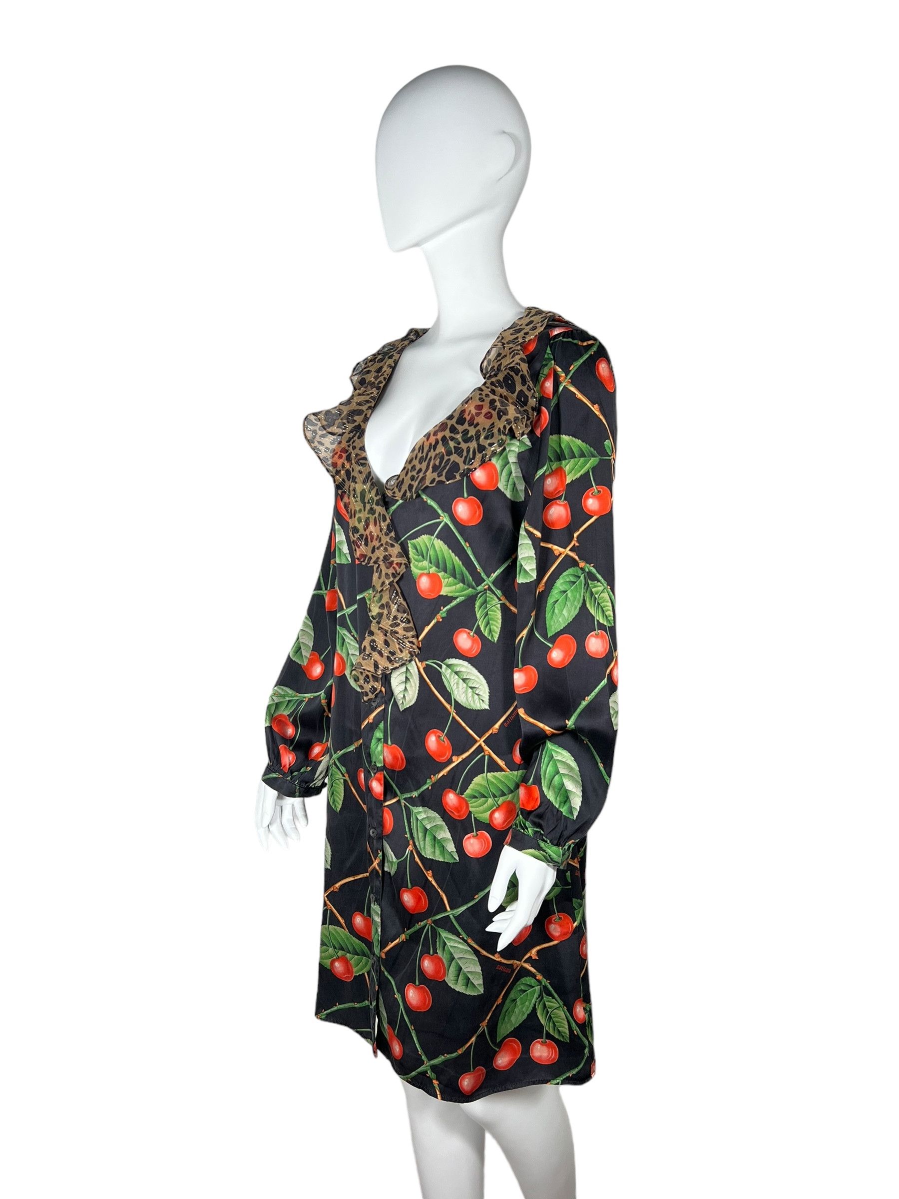 John Galliano Galliano 2003 Cherry & Leopard Print Dress Size L / US 10 / IT 46 - 3 Thumbnail