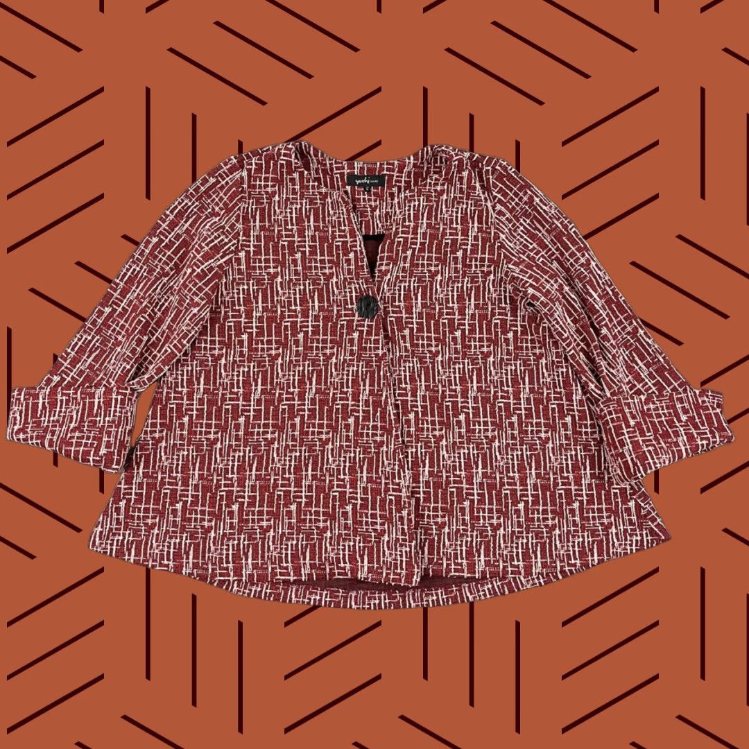 Vintage Yushi Jacket Womens Medium Red One-Button Lagenlook Artsy Eclectic Top Size M / US 6-8 / IT 42-44 - 1 Thumbnail