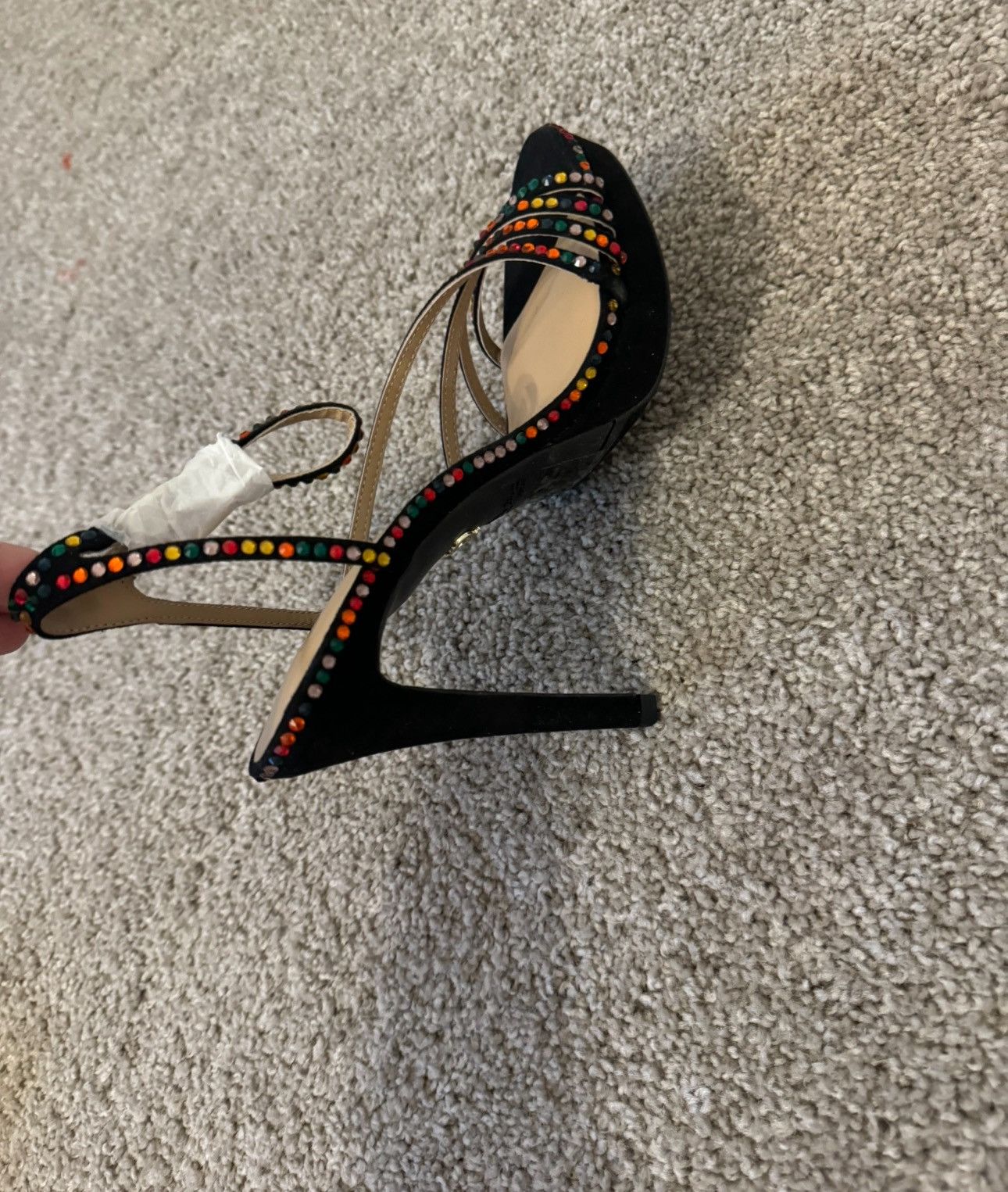 Other Thalía Sodi Livy Black Rhinestone Heels 8M Size US 8 / IT 38 - 4 Thumbnail