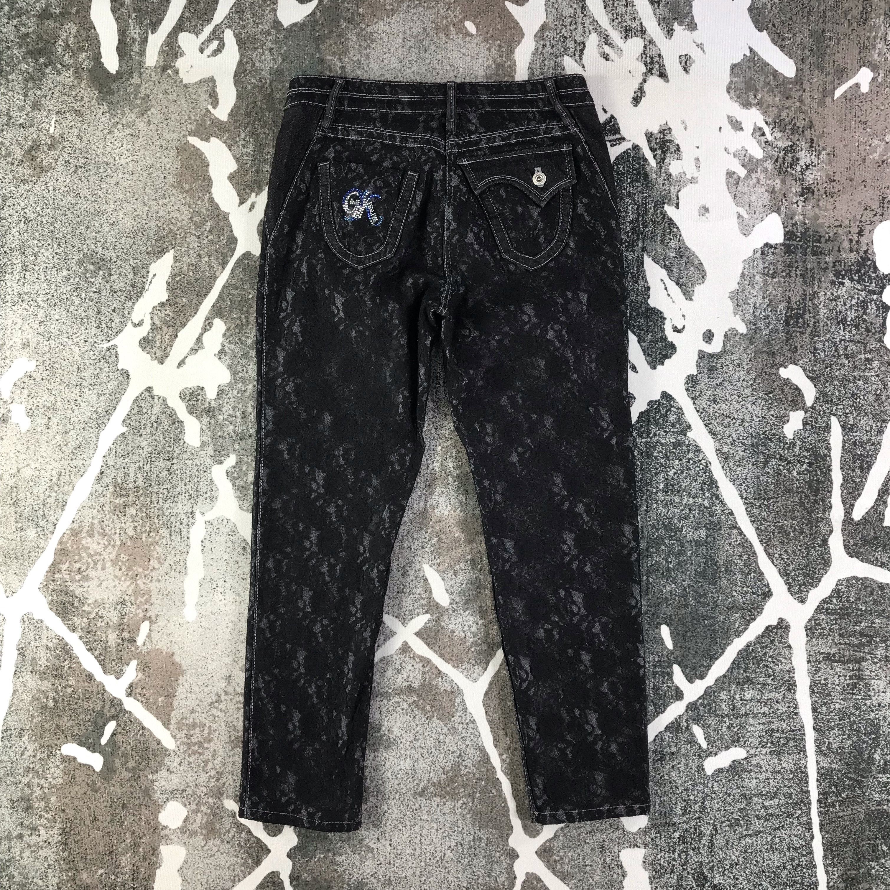 Japanese Brand Japanese Brand GK Jeans Black Flora Skinny Denim KJ1582 Size 29" - 2 Thumbnail