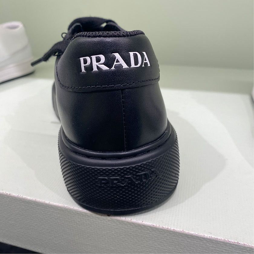 Prada o1la1rc1a0925 Logo Leather Sneakers in Black Size US 8 / EU 41 - 5 Thumbnail