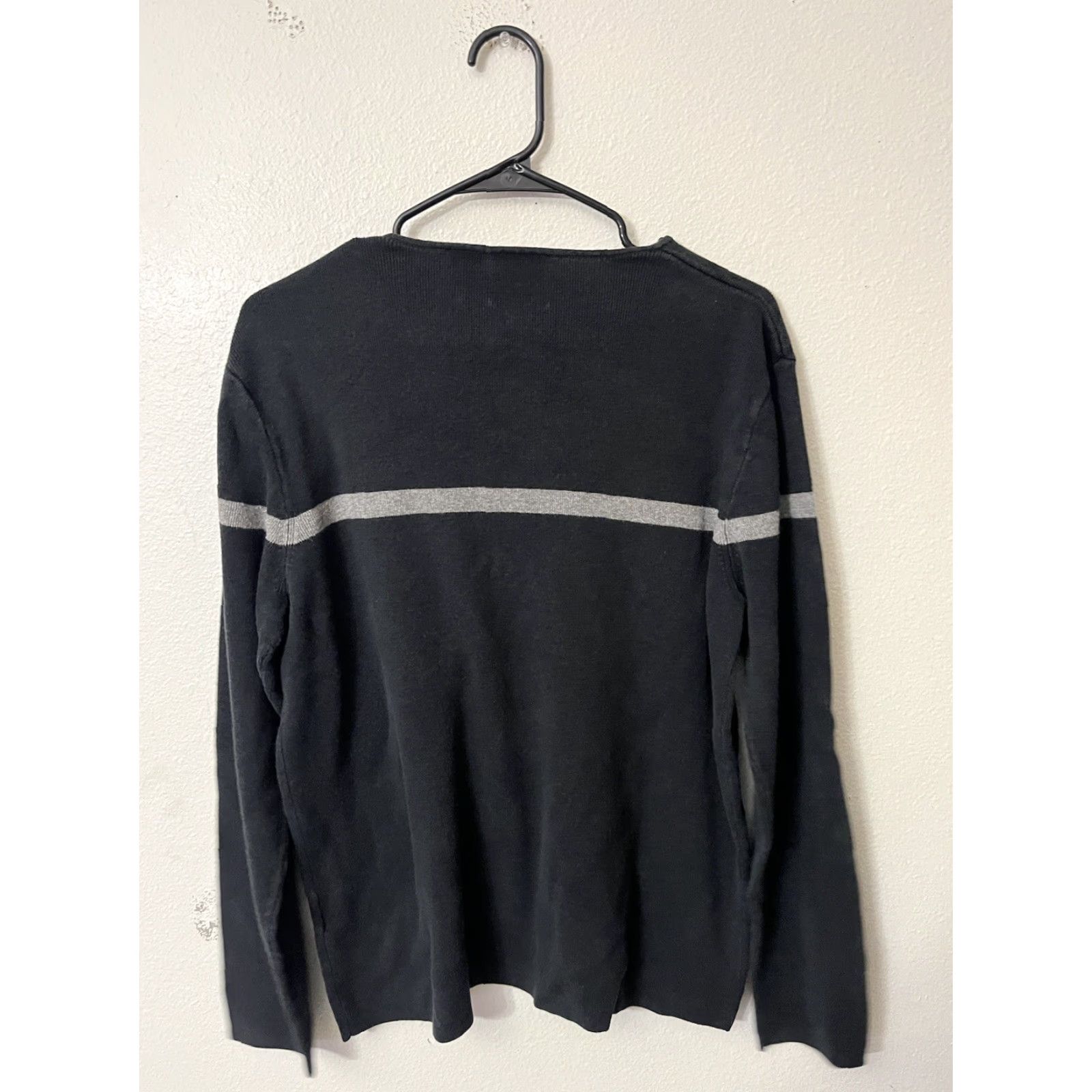 Vintage Dkny Jeans Sweater Large Cotton Black Striped V Neck Long Sleeve Mens Size US L / EU 52-54 / 3 - 3 Thumbnail