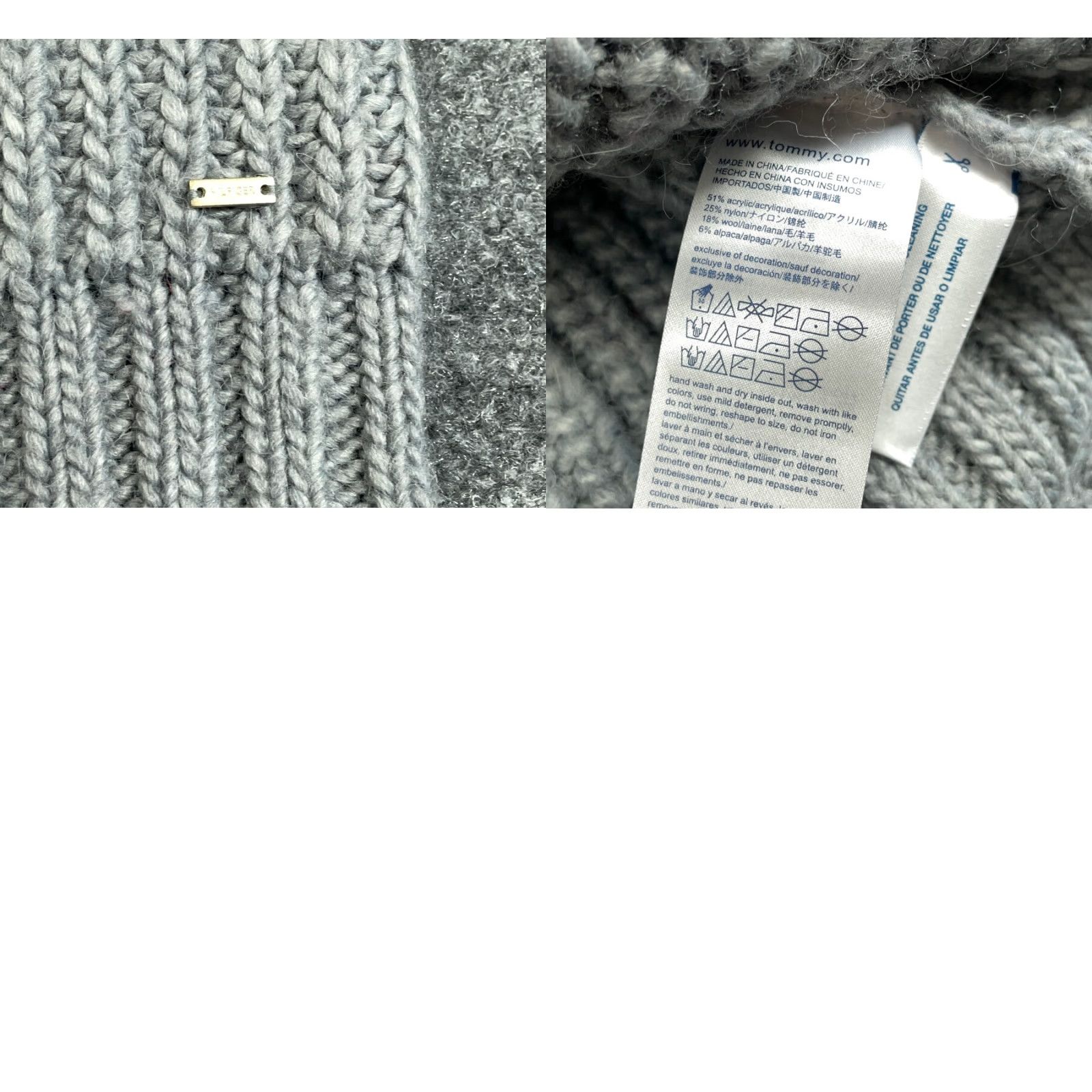 Tommy Hilfiger TOMMY HILFIGER Gray Chunky Knit Sweater Women’s Medium Pullover 90s Casual Heavyweight Size M / US 6-8 / IT 42-44 - 8 Thumbnail