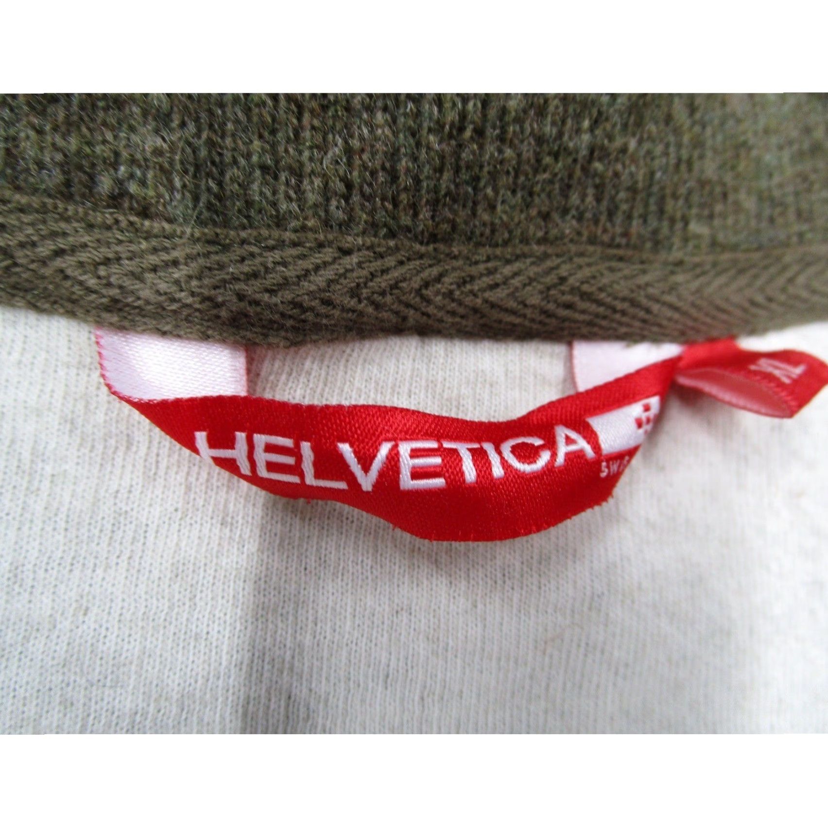 Olive Helvetica Swiss Full Zip Jacket Olive Green Knit Mock Neck Mens XL Size US XL / EU 56 / 4 - 3 Thumbnail