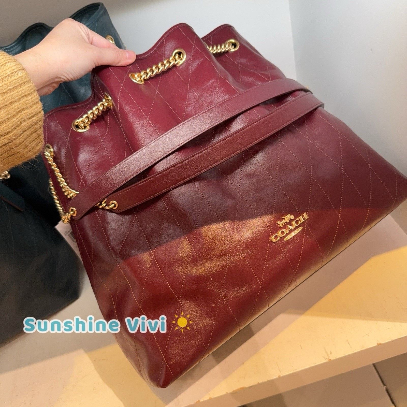 Coach NWT Coach Evelyn Large Shoulder Bag CCZ81 Leather Dark Wine Size ONE SIZE - 8 Thumbnail