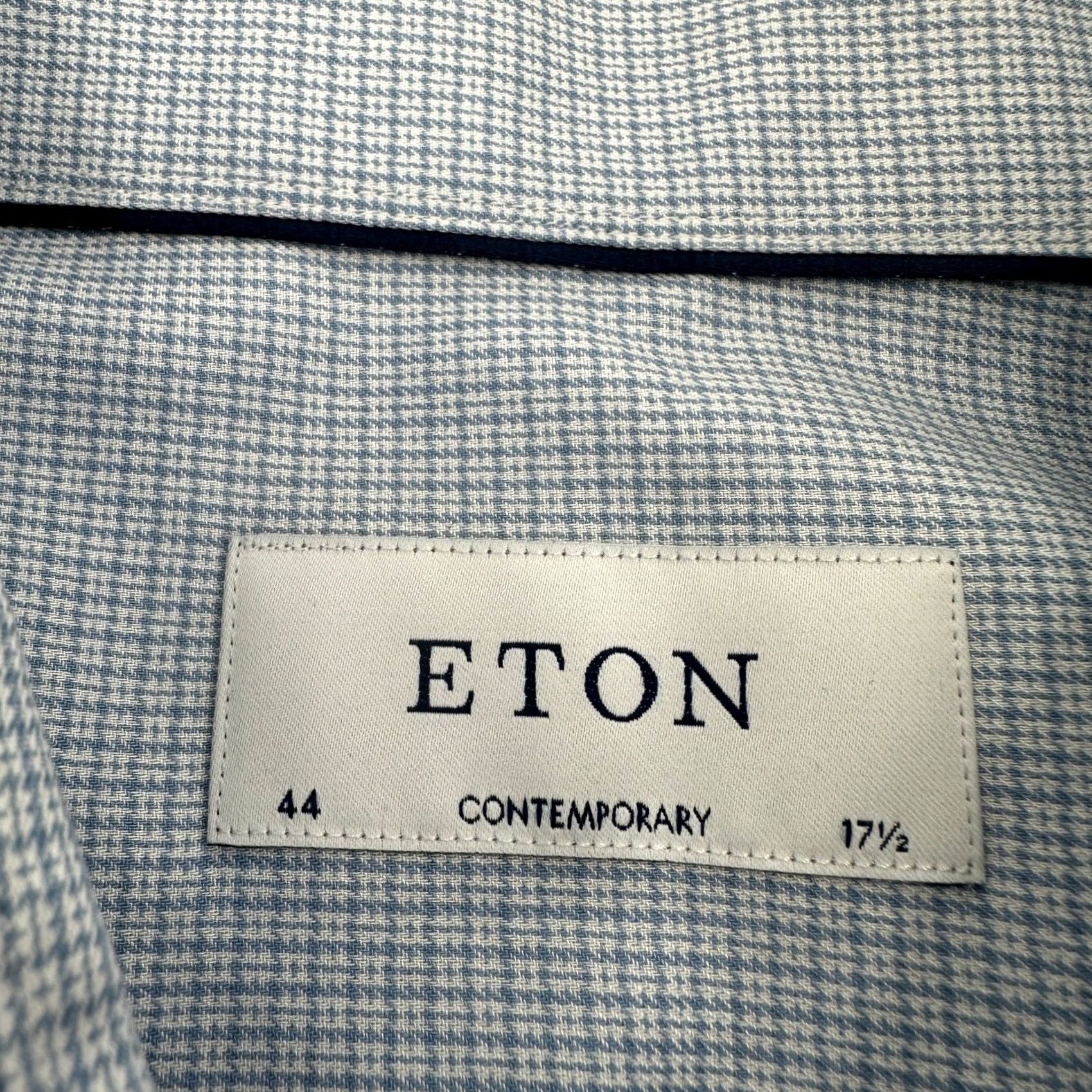 Eton Eton Dress Shirt Light Blue Micro-Houndstooth Cotton Lyocell Blend 17.5 44 Mens Size US XXL / EU 58 / 5 - 2 Thumbnail
