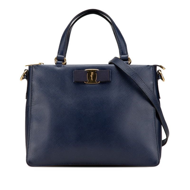 Salvatore Ferragamo Salvatore Ferragamo Vara Ribbon Leather 2Way Bag Leather Shoulder Bag Ab-21 E298 in Blue, Women's