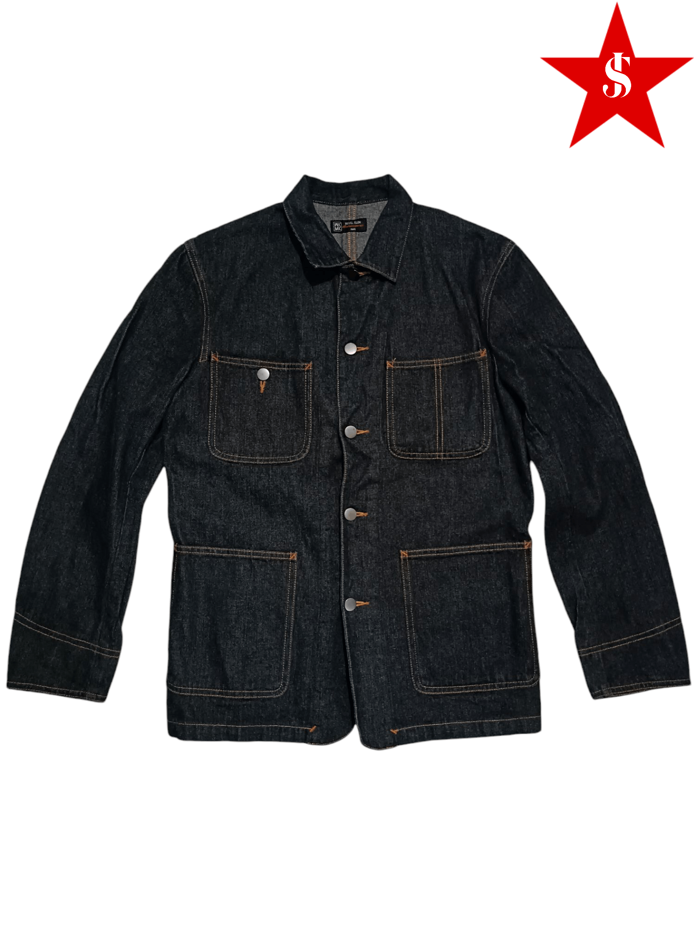 Designer × Michel Klein × Vintage Michael Klien Chore Jacket Raw Denim Size US L / EU 52-54 / 3 - 1 Thumbnail