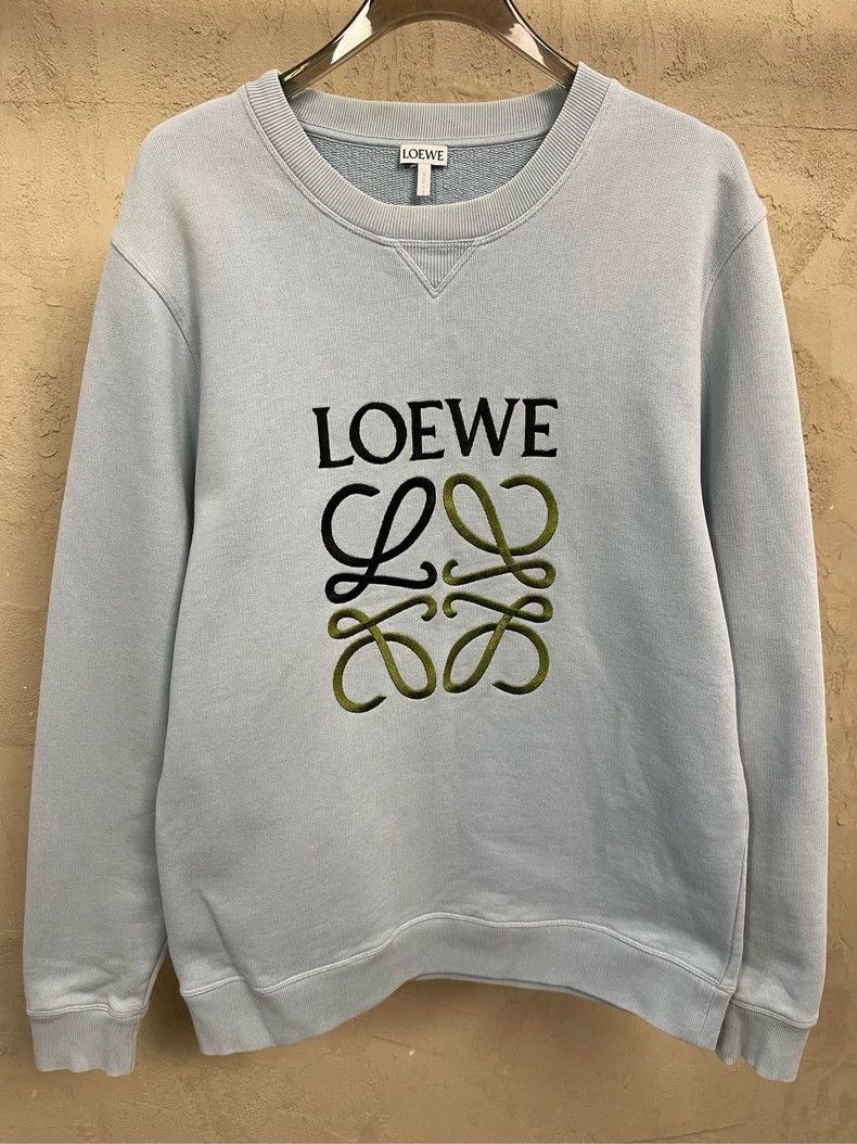 Loewe loewe Blue embroidered round-neck sweatshirt with large log Size US L / EU 52-54 / 3 - 3 Thumbnail