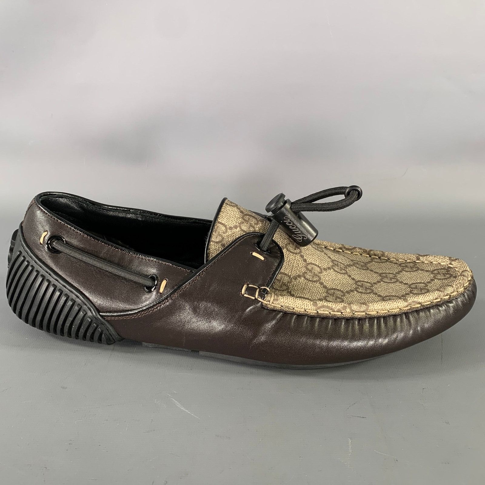 Gucci GUCCI Size 9.5 Tan Brown Monogram Leather Drivers Loafers Size US 9.5 / EU 42-43 - 2 Thumbnail