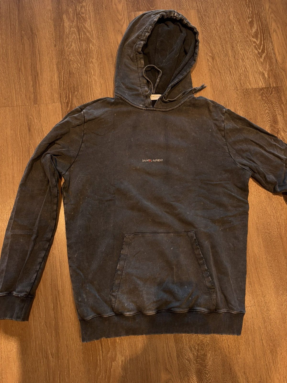 Saint Laurent Paris Saint Laurent Grey Washed Hoodie Size US M / EU 48-50 / 2 - 1 Thumbnail