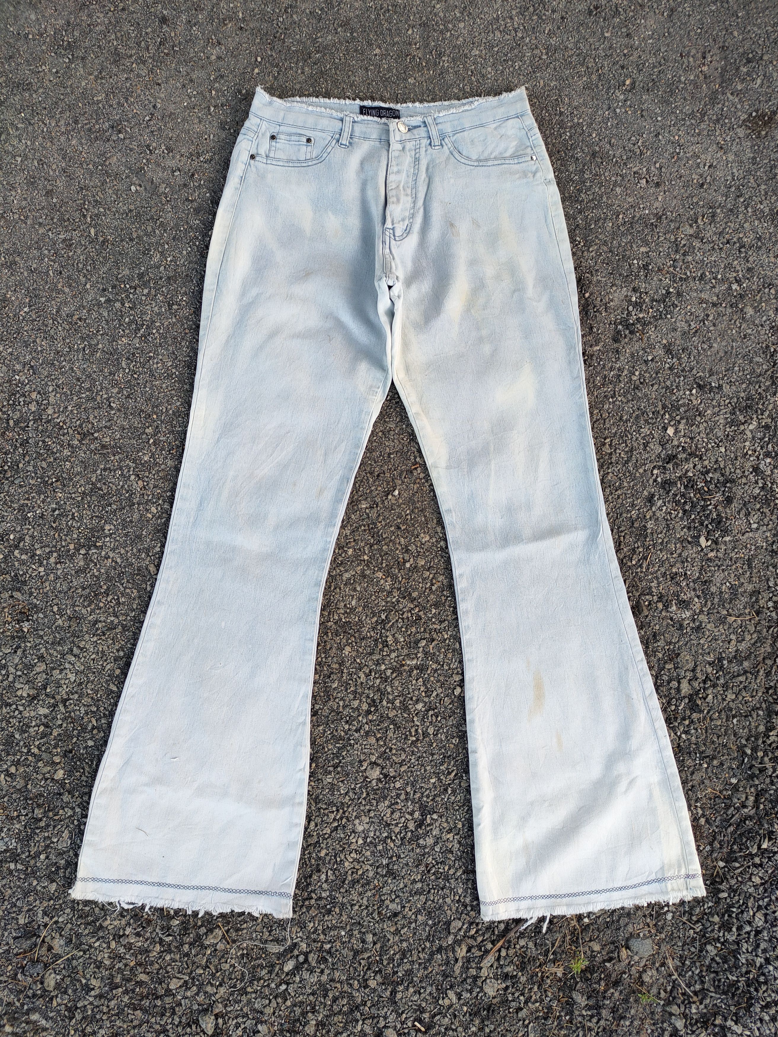 Jean FLARE VINTAGE FLYING DRAGON FADED JEAN DENIM PANTS Size US 30 / EU 46 - 1 Thumbnail