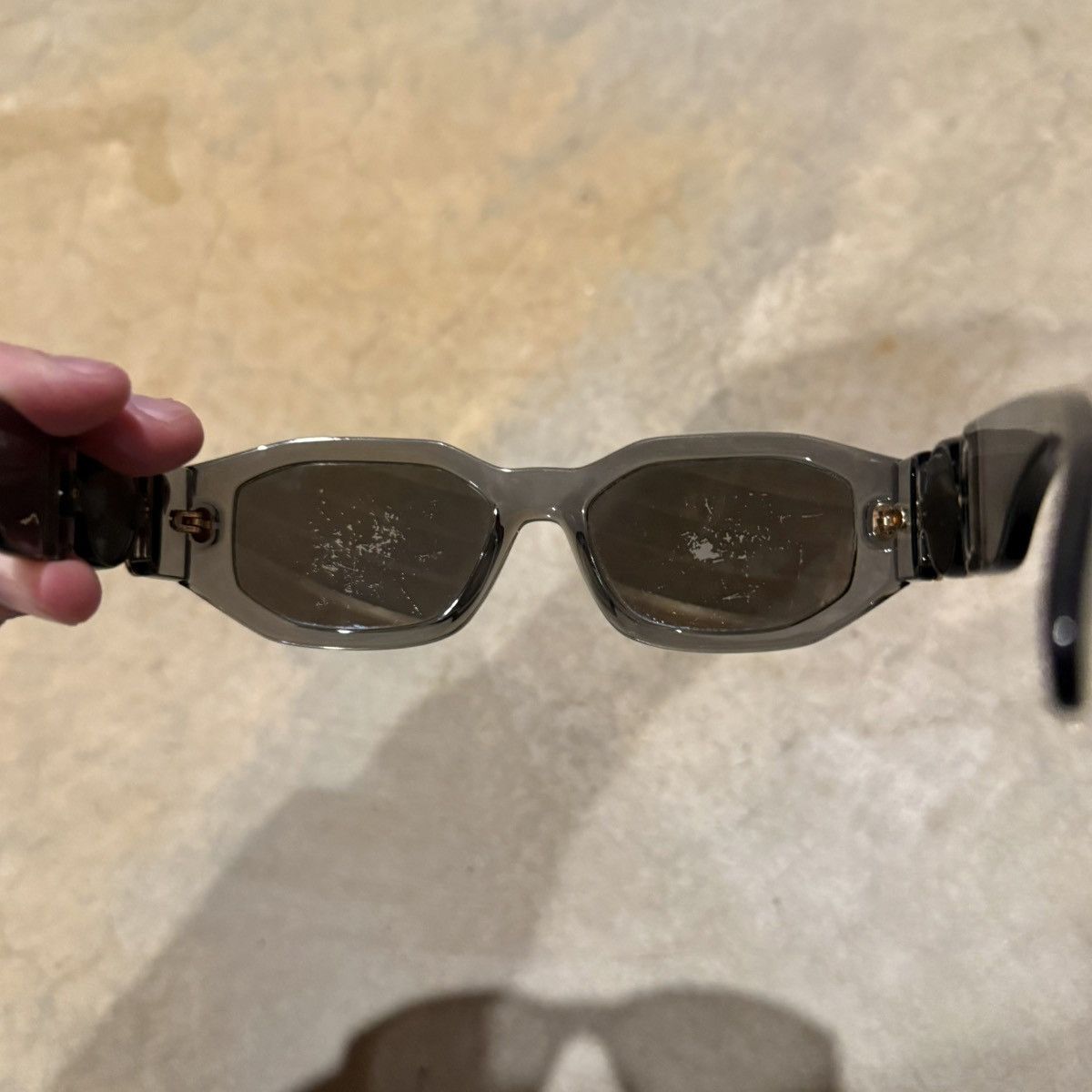 Versace Versace Medusa Logo Biggie Translucent Sunglasses Grey Size ONE SIZE - 8 Thumbnail