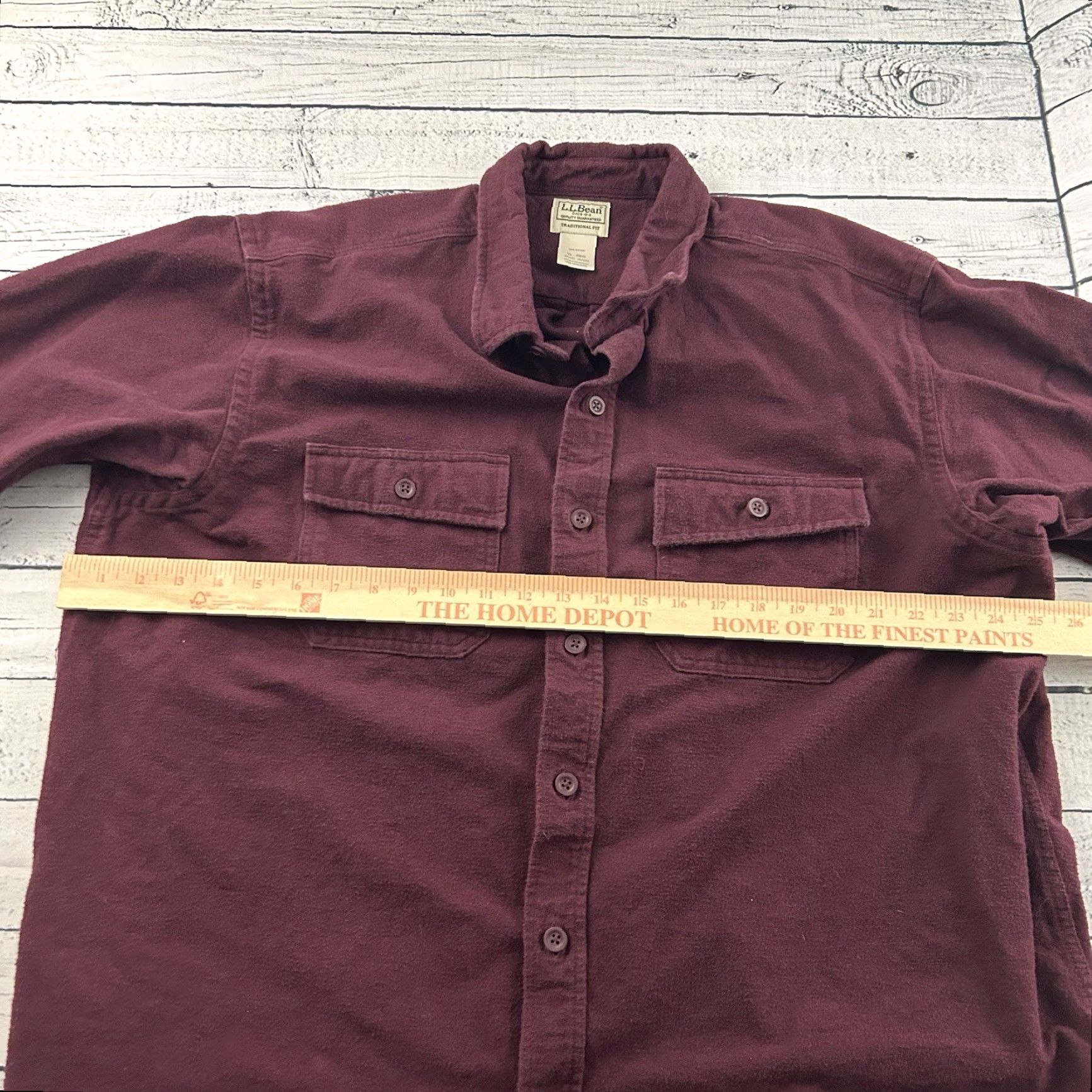 Vintage L.L. Bean Traditional Fit Heavy Chamois Button Front Shirt Mens XL Reg Maroon Size US XL / EU 56 / 4 - 4 Thumbnail