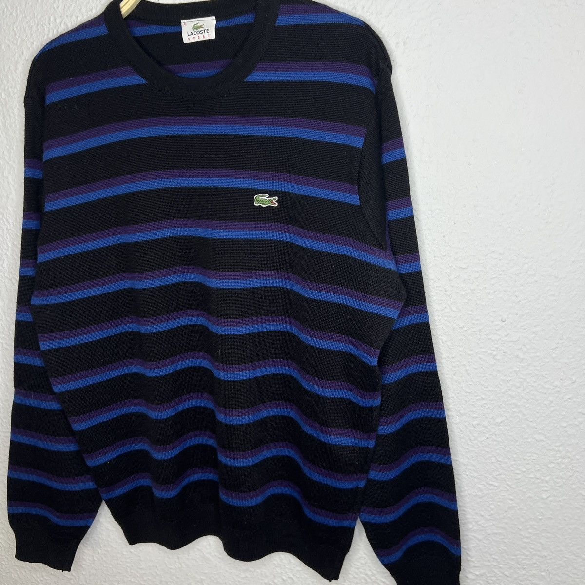 Lacoste Vintage Lacoste Jumper Sweater Knitwear Wool Striped Black Size US L / EU 52-54 / 3 - 3 Thumbnail