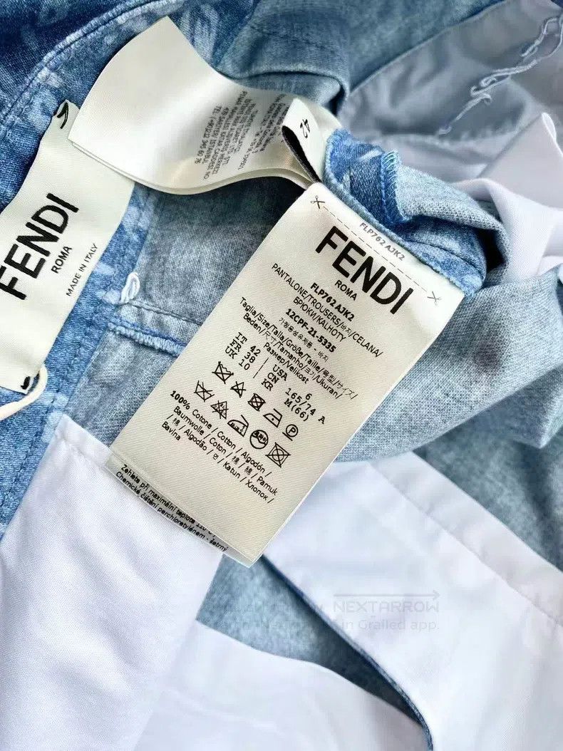Fendi Fendi Cotton Navy Print Logo Wide Leg Pants Size 27" / US 4 / IT 40 - 5 Thumbnail