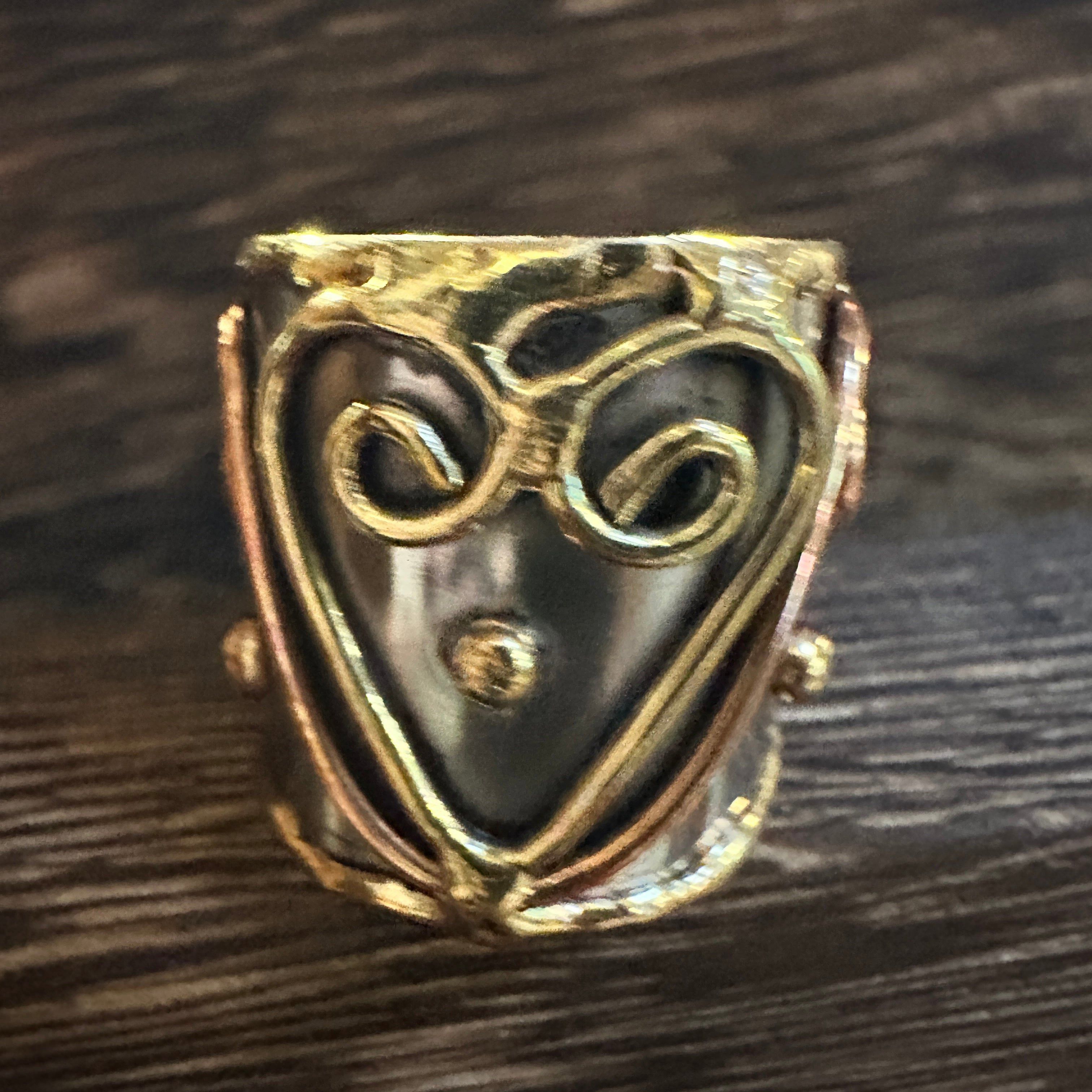 Other Artisan Crafted Silver & Copper Heart Wide Cuff Ring in Gift Size ONE SIZE - 2 Thumbnail