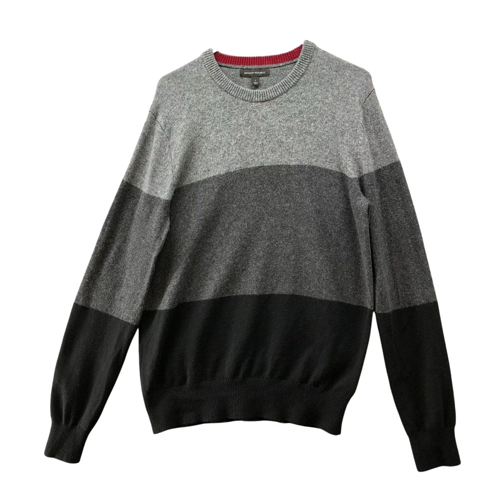 Banana Republic Banana Republic Merino Wool Blend Sweater Mens L Gray Crewneck Colorblock Knit Pullover Size US L / EU 52-54 / 3 - 2 Thumbnail