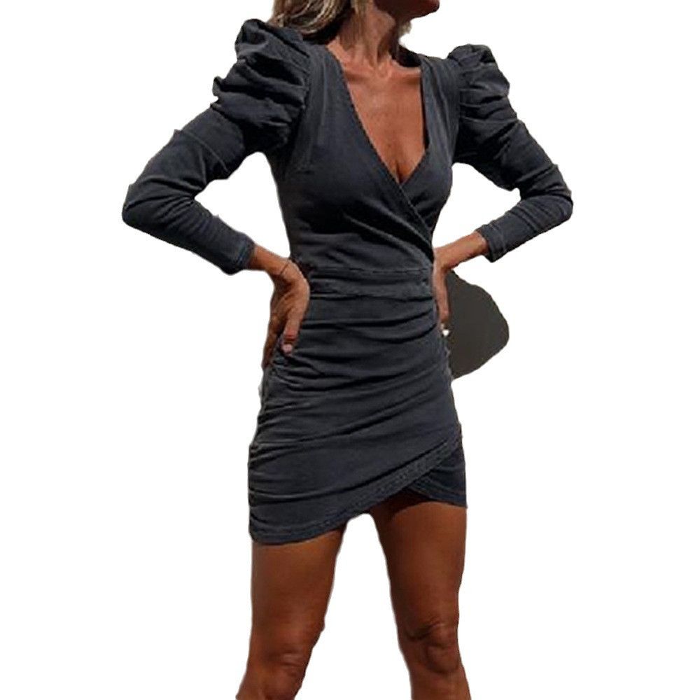 Other Distressed Puff Sleeve Casual Style Denim V-neck Dress Size L / US 10 / IT 46 - 3 Thumbnail