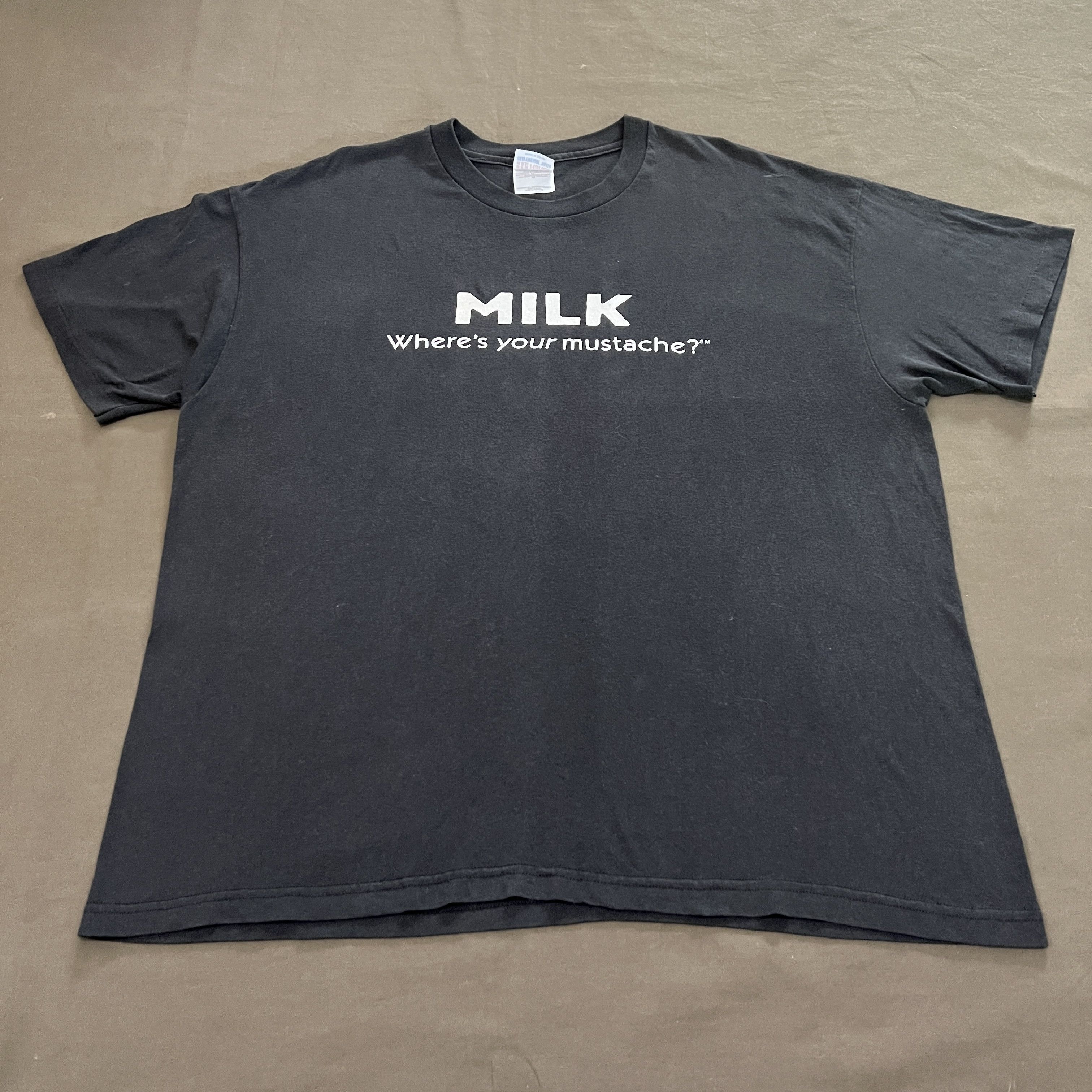 Hanes × Vintage Vintage 90s milk where's your mustache Promo Tee Faded quote Size US XL / EU 56 / 4 - 2 Thumbnail