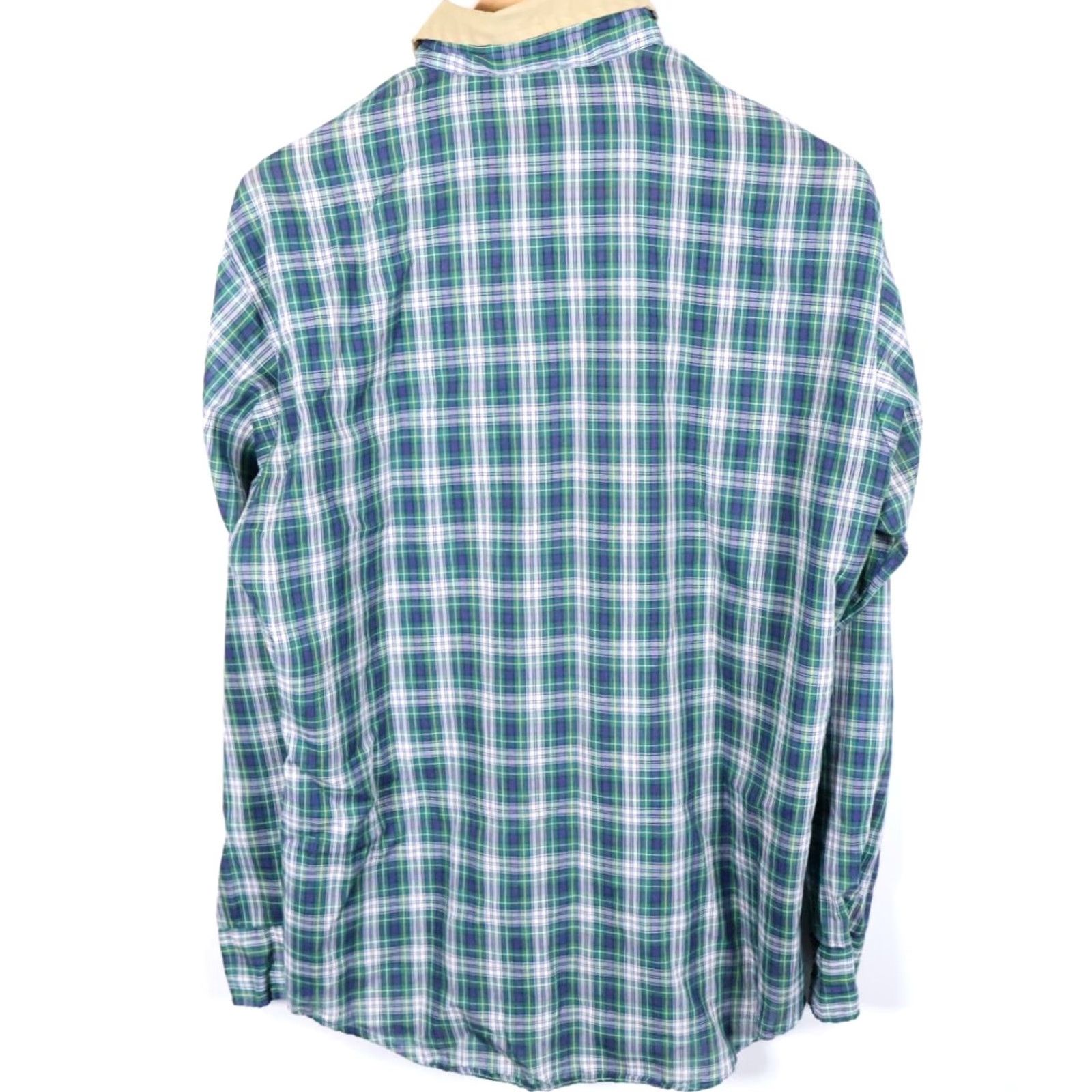 Sears VINTAGE Sears Perma-Prest Shirt Men's Large Green Plaid Contrast Collar Cotton Blend Button-Up Casual Workwear 80s Grunge Mens Size US L / EU 52-54 / 3 - 2 Thumbnail