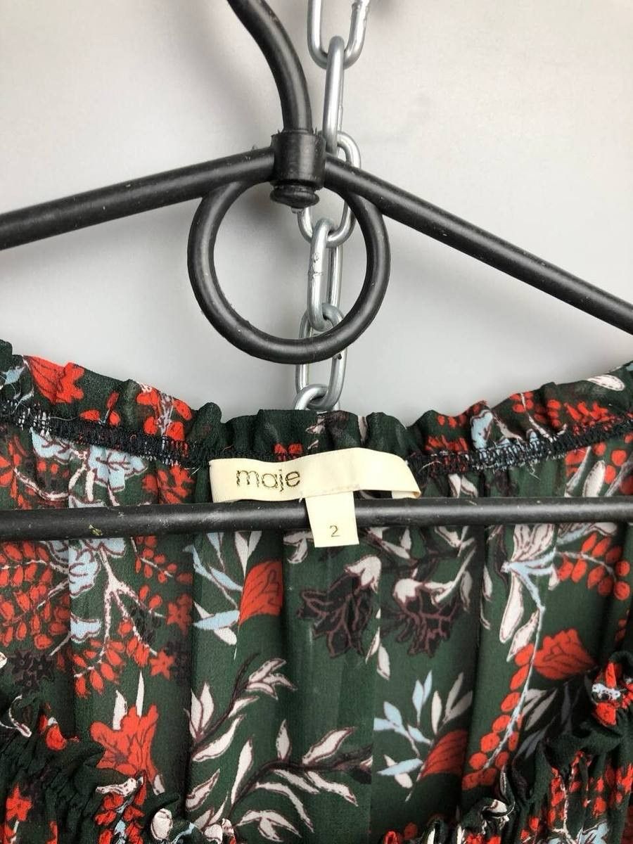 Maje Maje Floral Print Crepe Ruffle Sleeve Summer Mini Dress Size XS / US 0-2 / IT 36-38 - 4 Thumbnail