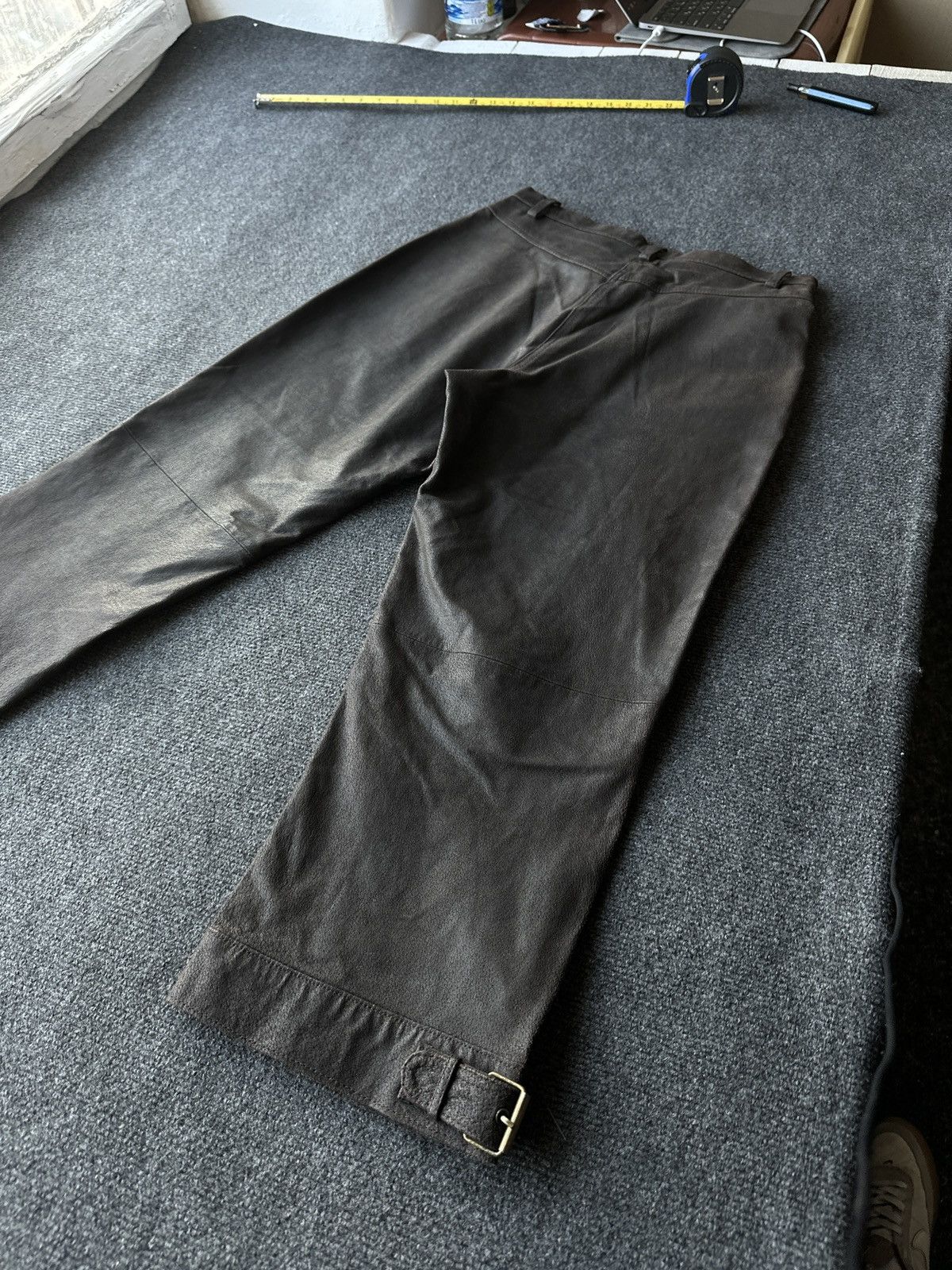 Leather 🚨Vintage leather pants motorcycles dark brown LUXURY Y2K Size 29" - 11 Thumbnail
