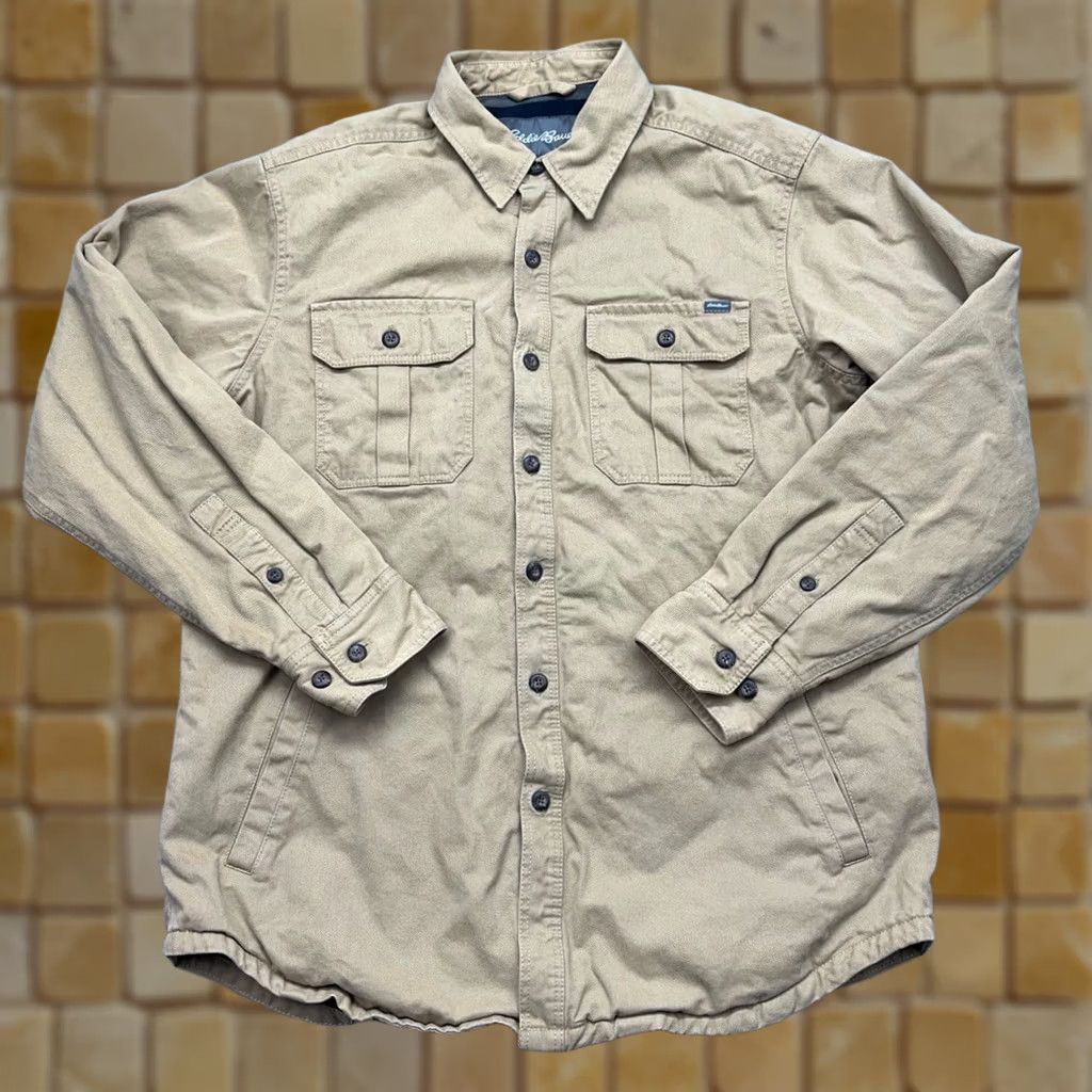 Eddie Bauer Eddie Bauer Mens Medium Tan Button Down Lined Shirt Jacket Workwear Shacket Size US M / EU 48-50 / 2 - 1 Thumbnail