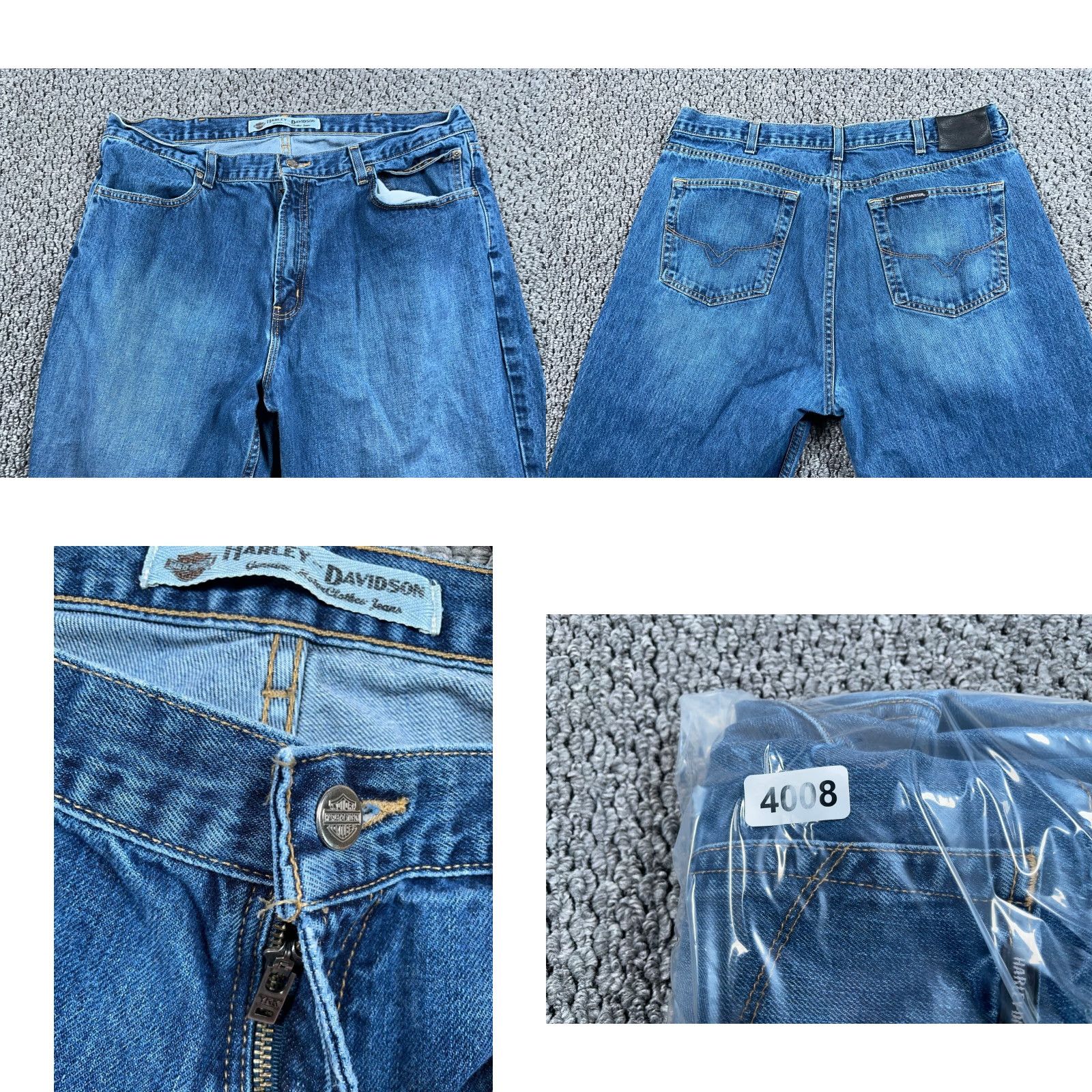 Harley Davidson VINTAGE Harley-Davidson Straight Leg Jeans Men 38 x 32 Blue Denim Biker Motorcycle? Size US 35 - 9 Thumbnail