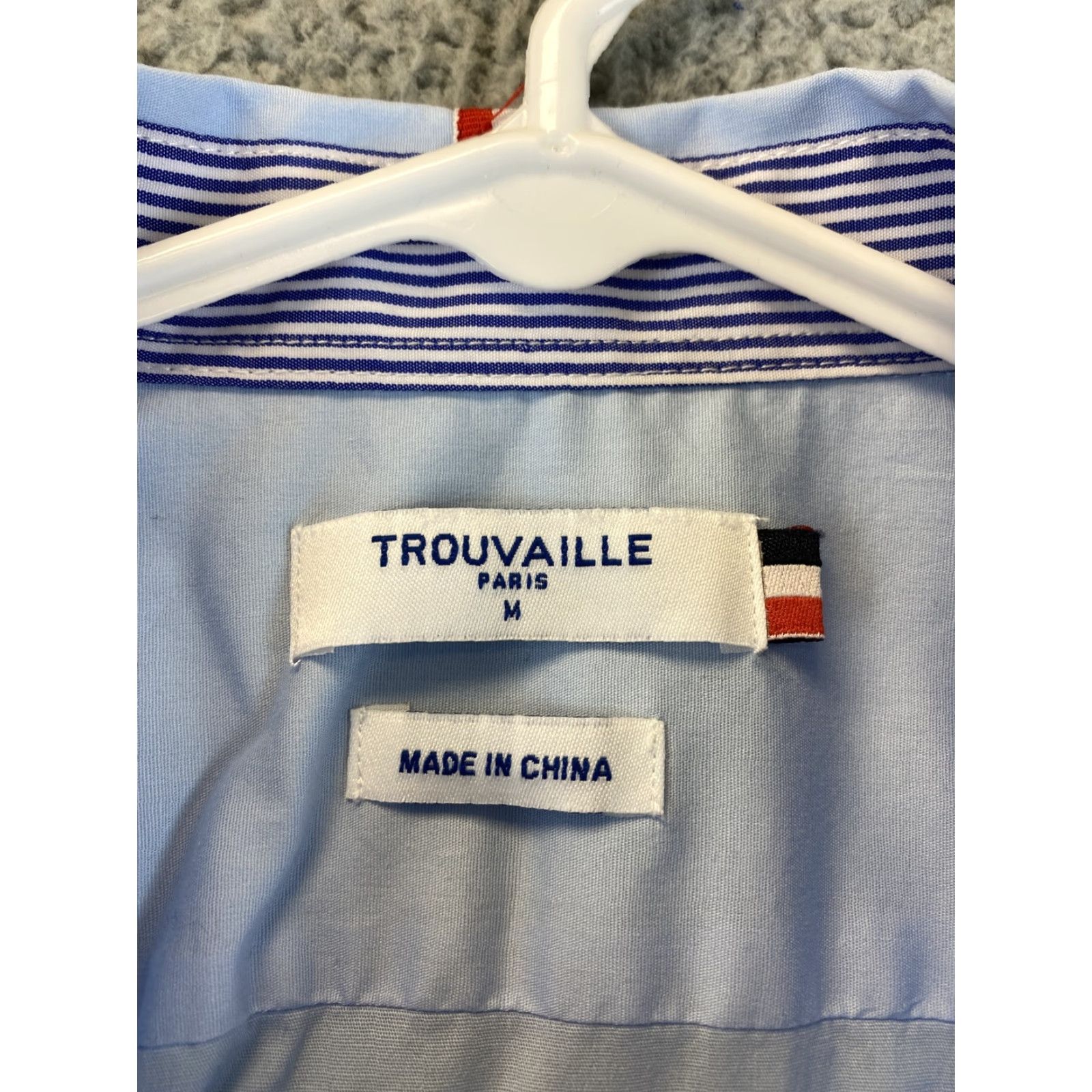 Vintage Trouvaille Paris Men's M Short Sleeve Casual Dress Shirt Blue Shirt Button-Up Casual Beach Hawaiian 80-17 Mens Size US M / EU 48-50 / 2 - 5 Thumbnail