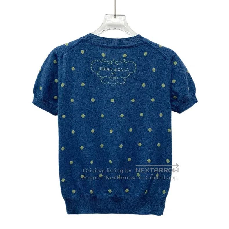 Hermes Hermes Blue patterned polka dot embroidery cashmere round- Size XS / US 0-2 / IT 36-38 - 2 Thumbnail