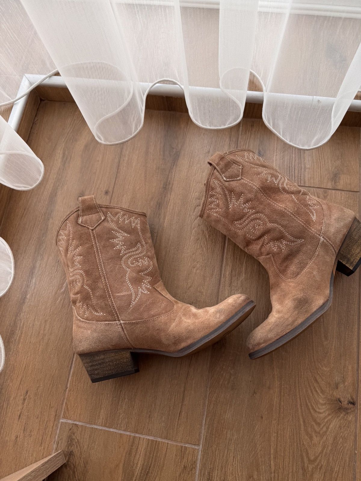 Cowboy Equipment × Vintage Vintage Mohino Faux Leather Suede Embroidered W’Cowboy Boots Size US 8 / IT 38 - 5 Thumbnail