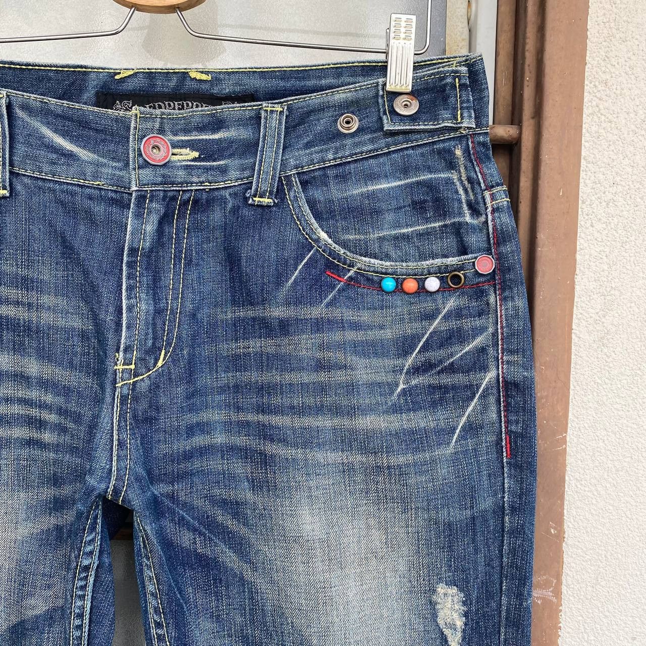 Japanese Brand × Le Grande Bleu (L.G.B.) × Tornado Mart A BEAUTIFUL FLARE DENIM RED PEPPER GOLD LABEL EAGLE WING Size US 31 - 9 Thumbnail