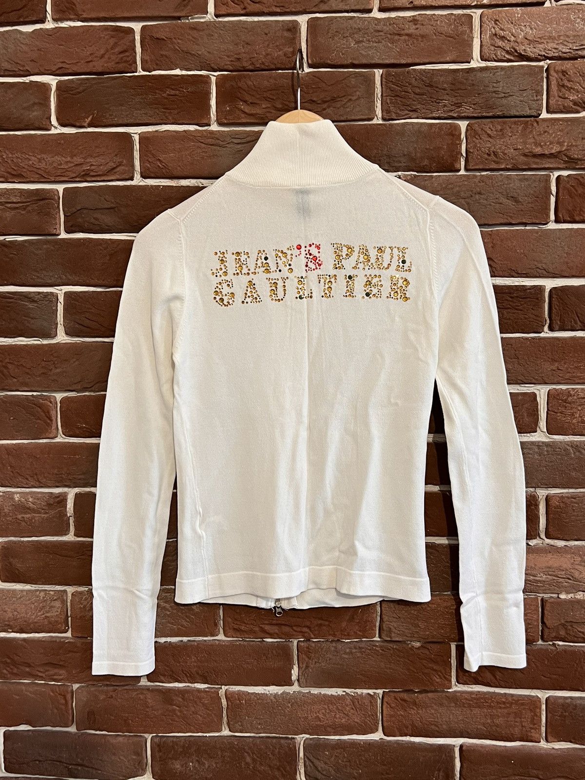 Jean Paul Gaultier Vintage 90s Jean Paul Gaultier Big Logo Zip Knit Sweater M Size M / US 6-8 / IT 42-44 - 1 Thumbnail