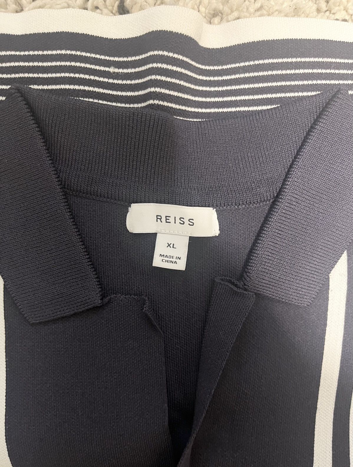 Reiss REISS Designer Men's Button Up - Dark Blue and White Size US XL / EU 56 / 4 - 3 Thumbnail