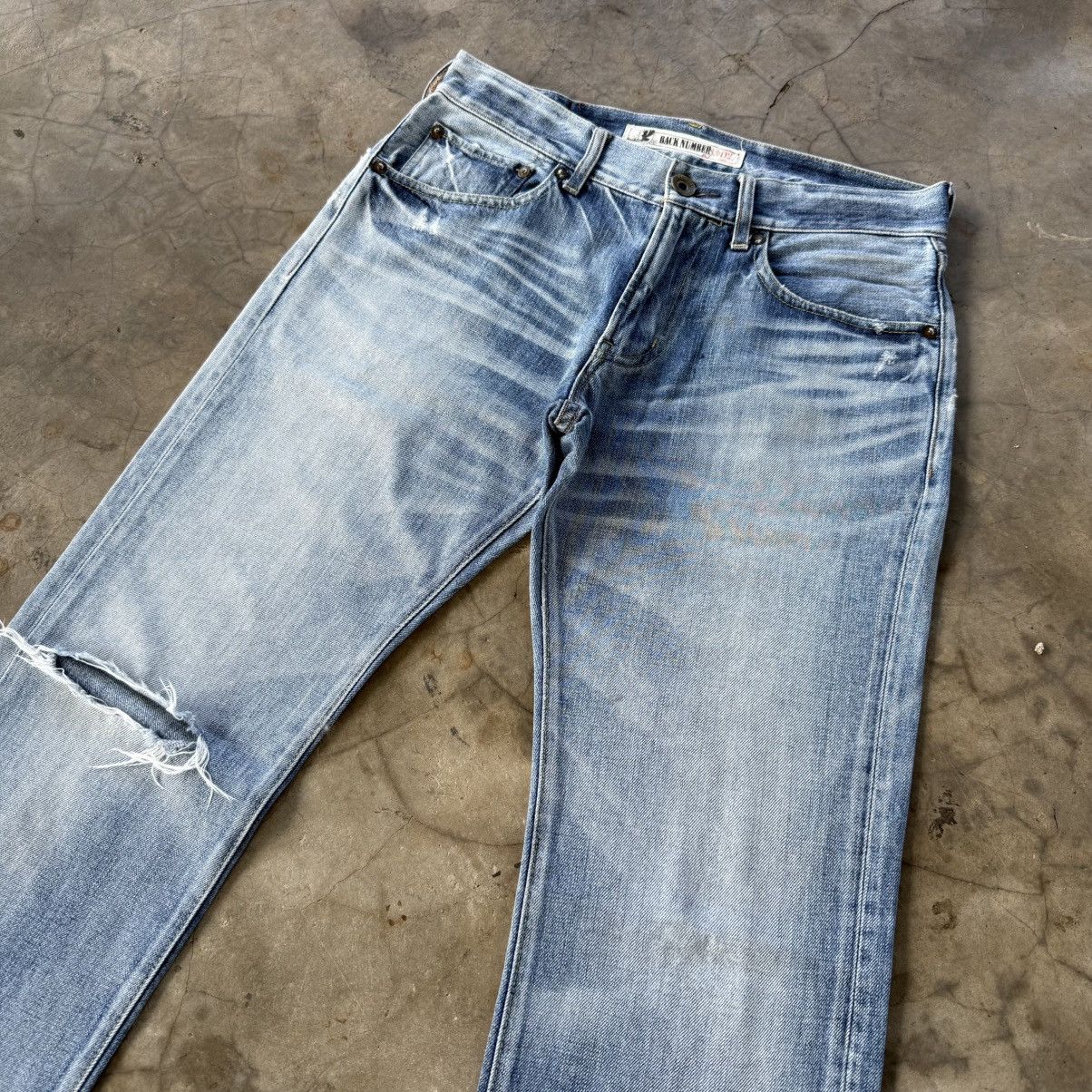 Japanese Brand Vintage Back Number Faded Denim Jean Pants Size US 31 - 4 Thumbnail