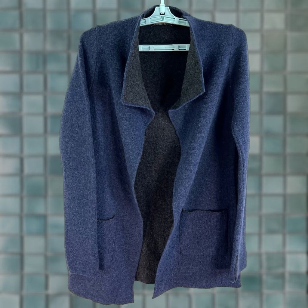 Vintage Chiaramente Open Wool Blend Pocketed Cardigan Sweater Womens S Blue Italian Knit Casual Winter Fall Size S / US 4 / IT 40 - 1 Thumbnail