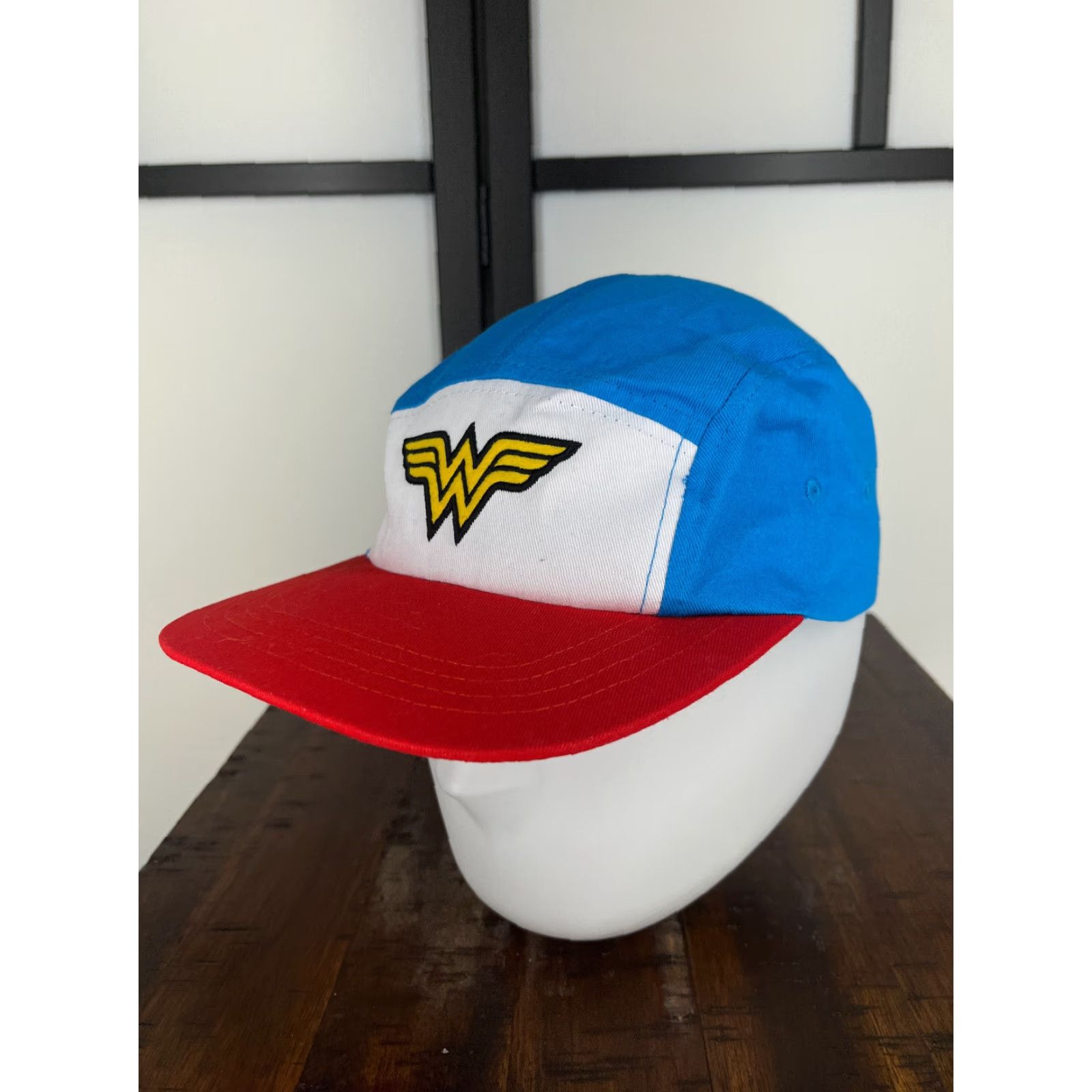 Vintage Wonder Woman Hat Cap Strap Back Adult One Size Blue Red 100% Cotton 5 Panel DC Comics Size ONE SIZE - 4 Thumbnail