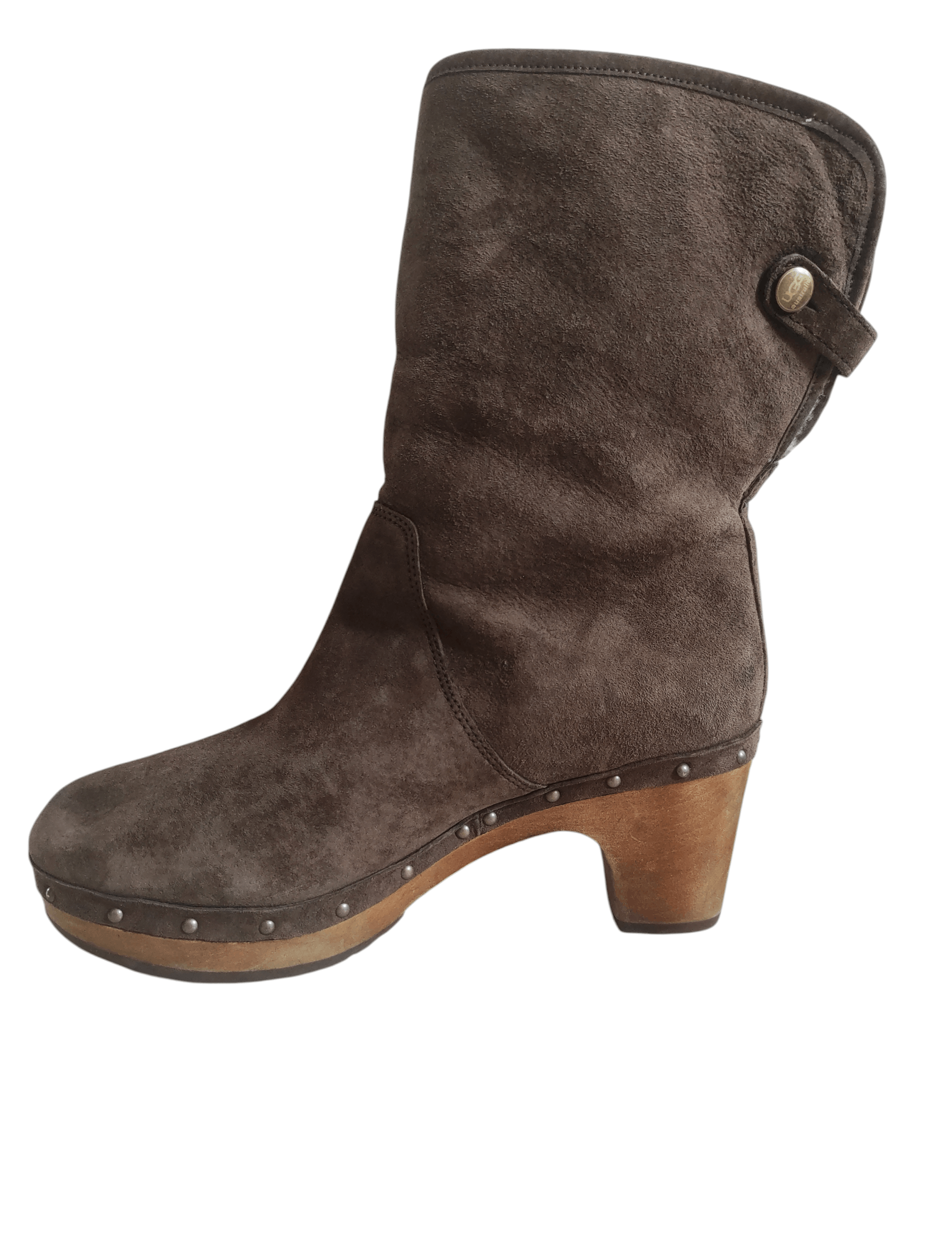 Ugg UGG Women’s Brown Suede Leather Studded Clog Booties Size US 8 / IT 38 - 5 Thumbnail