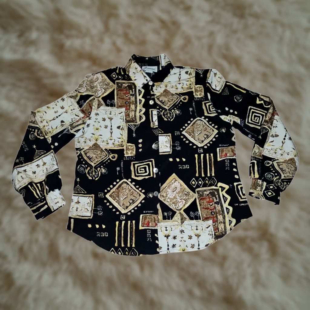 Vintage VINTAGE Joanna Blouse Shirt Womens Long Sleeve Casual Workwear 42in Chest Black M Medium 24.5in Shoulder to Hem Size M / US 6-8 / IT 42-44 - 1 Thumbnail