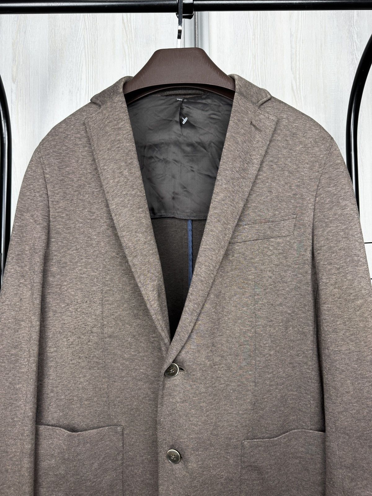 Hackett London brown cotton unlined 2 buttons blazer