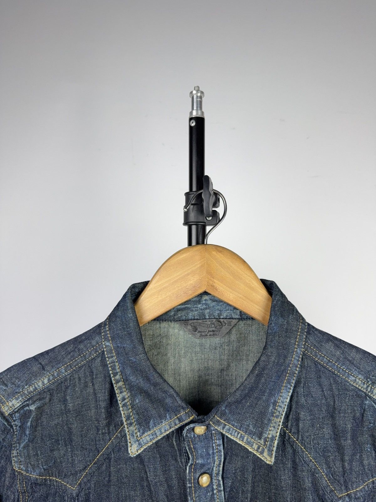Diesel 00s Vintage Diesel Western Denim Shirt Faded Blue Cotton Size US L / EU 52-54 / 3 - 3 Thumbnail